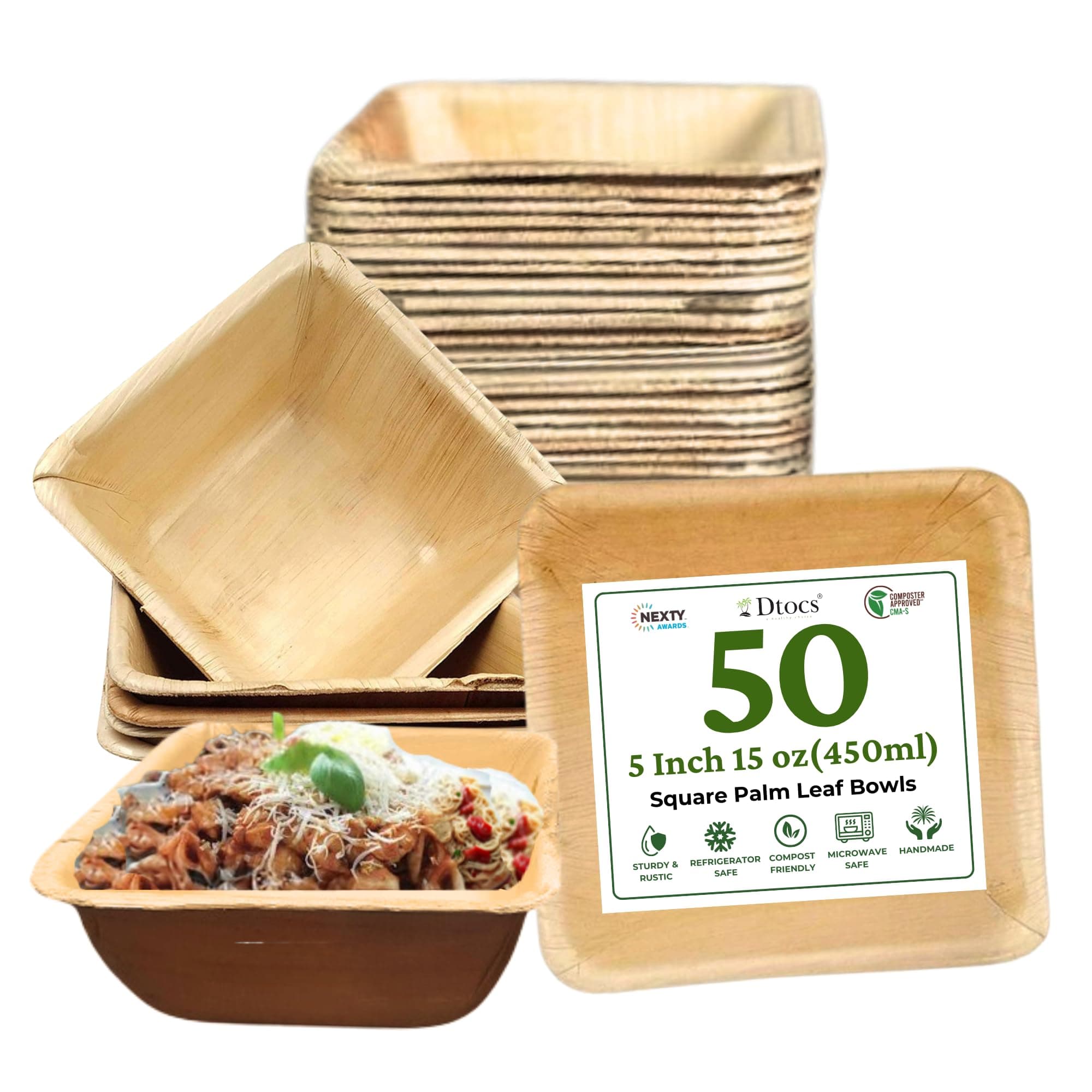 5" Square Palm Leaf Soup Bowl (Pack 50)