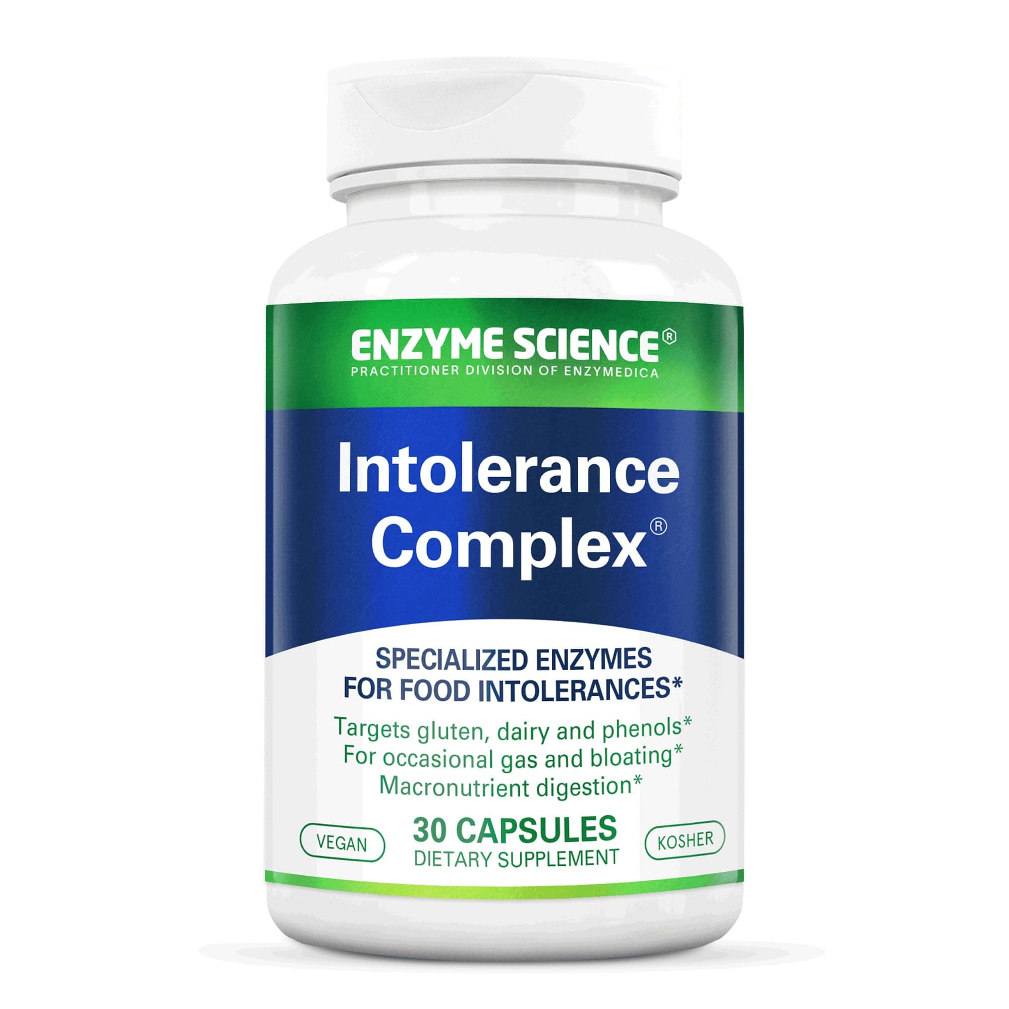 Enzyme Science™ Intolerance Complex™, 30 Capsules – Comprehensive Support for Common Digestive Sensitivities–Gluten, Casein, Lactose, Phenol Sensitivities, and Complex Carbohydrates Intolerance Relief
