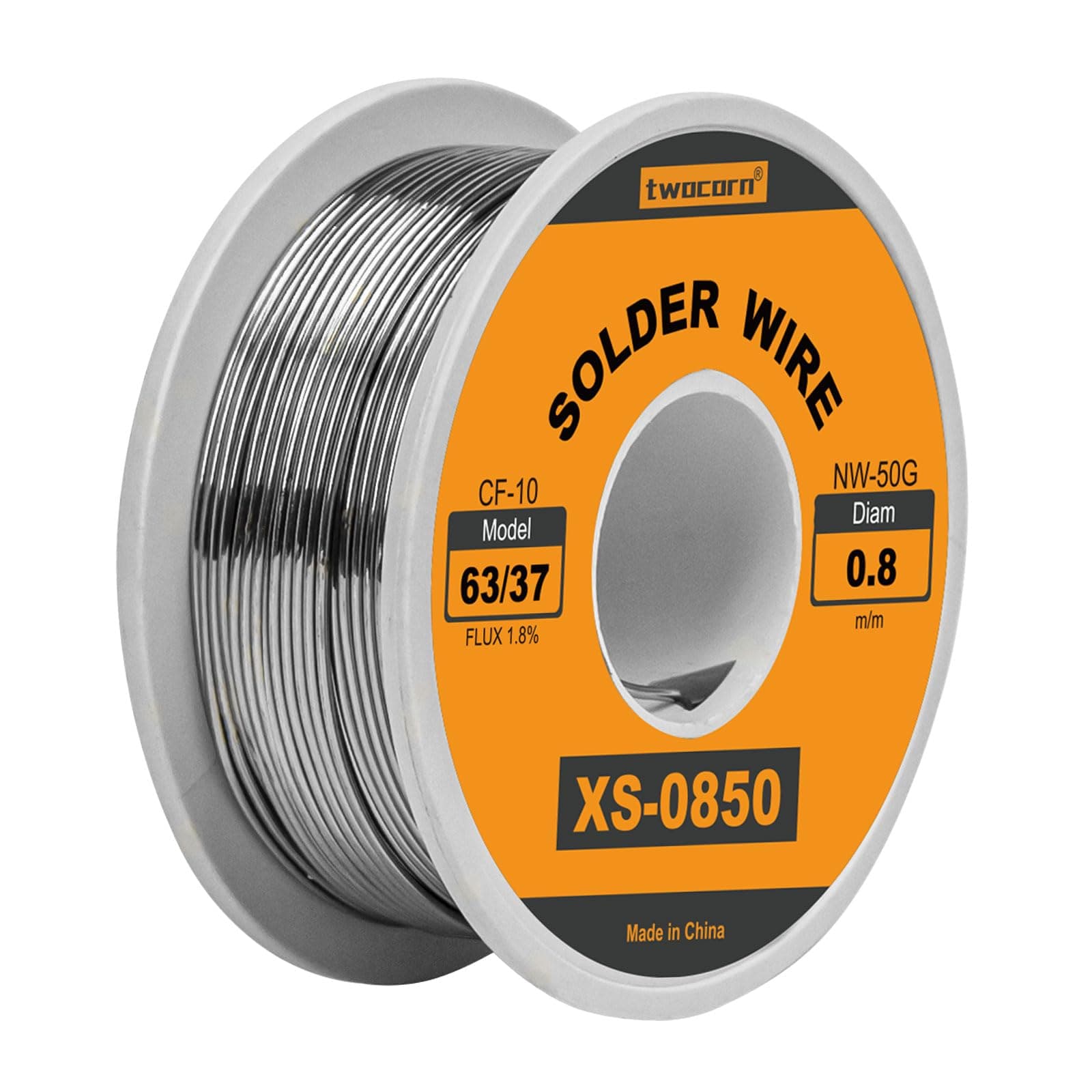 63/37 Solder Wire, high Purity no-wash tin-Lead Rosin cored Wire with 1.8% Flux for Electric Soldering (0.8mm 50g)