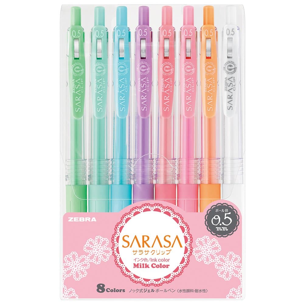 ZEBRA Sarasa Clip 0.5mm Ballpoint Pen, 8 Color Set (JJ15-8C-MK )