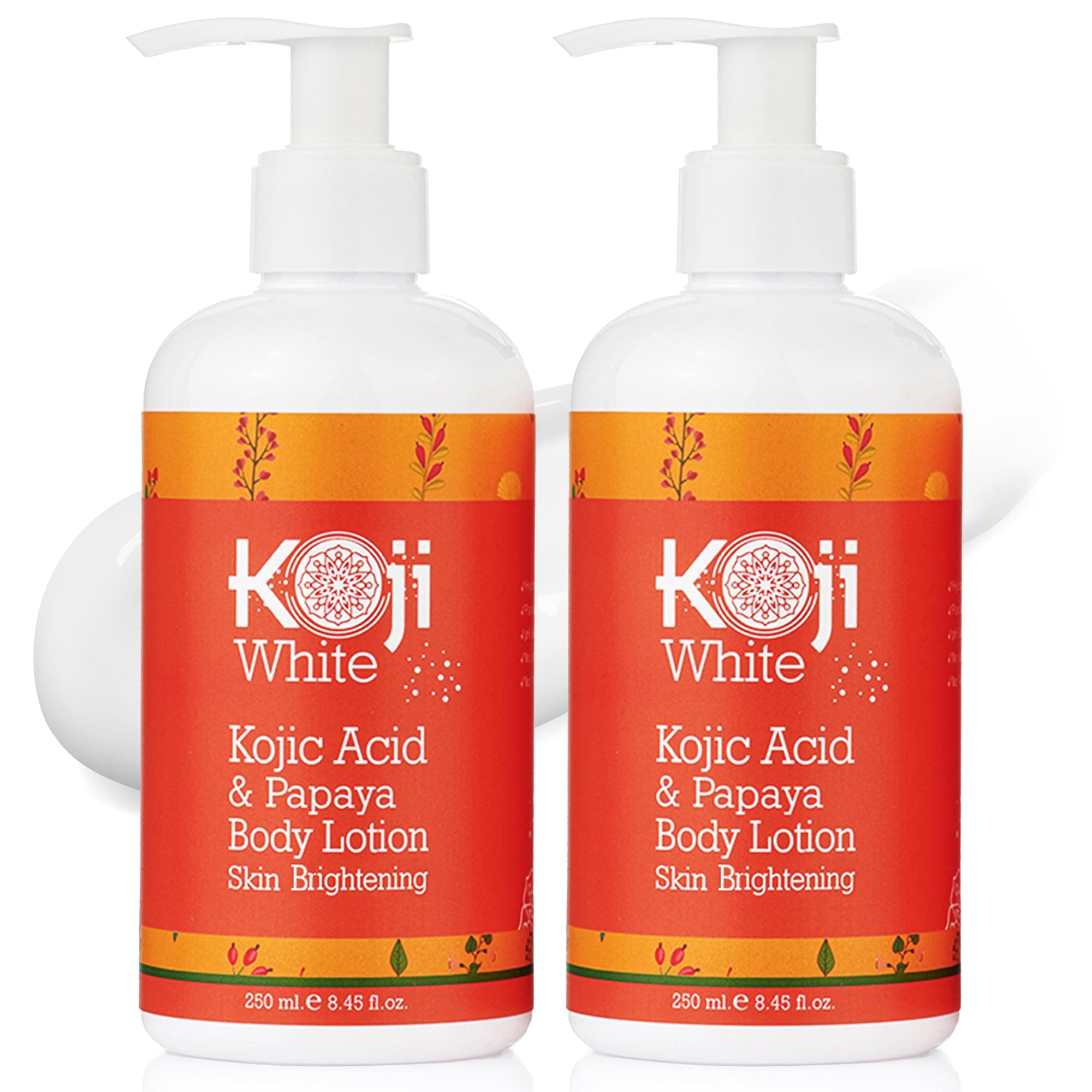 Kojic Acid & Papaya Body Lotion, Women Gift Sets for Skin Brightening, Nourishing, Skin Radiance, Rejuvenate Skin Cells, Quick Absorbing, Vegan, Not Tested on Animals, 8.45 Fl Oz (2Bottles)