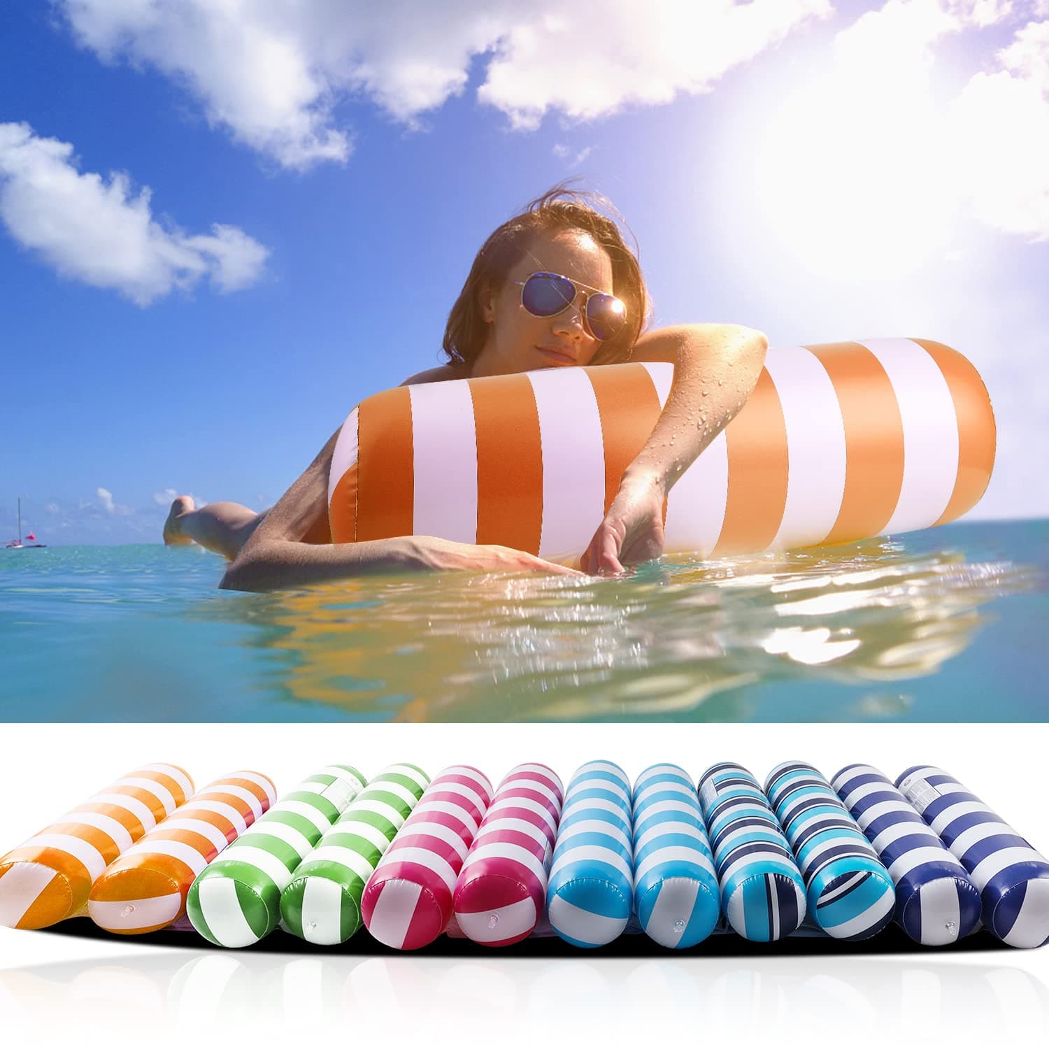 【6pack】 Premium Swimming Pool Float Hammock, Multi-Purpose Inflatable Hammock (Saddle, Lounge Chair, Hammock, Drifter) .Water Hammock Lounge …