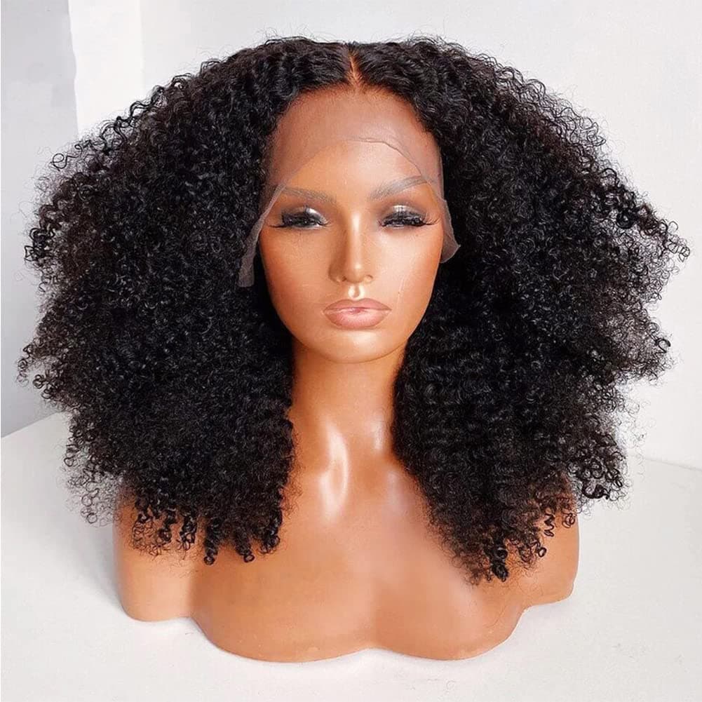180% Denisty Afro Kinky Curly Hair 13x4 Lace Front Wigs Human Hair Msgem 24 inch Glueless Brazilian Short Curly Human Hair Ear to Ear Lace Frontal Wigs PrePlucked with Baby Hair for Black Women