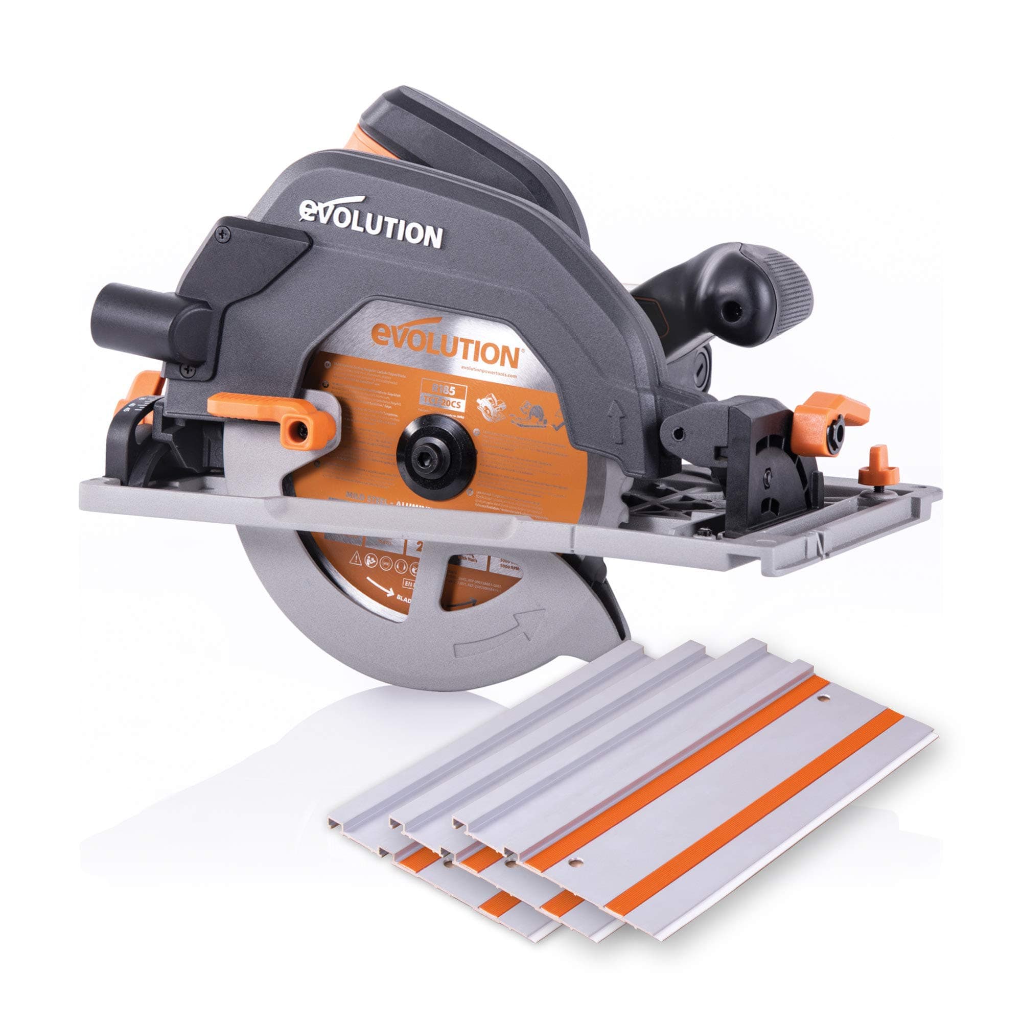 Evolution Power Tools R185CCSX Multi-Material Circular Track Saw Kit with 40" Track Included, TCT Blade Included, Cuts Wood, Plastic, Metal & More, 7-1/4 Inch