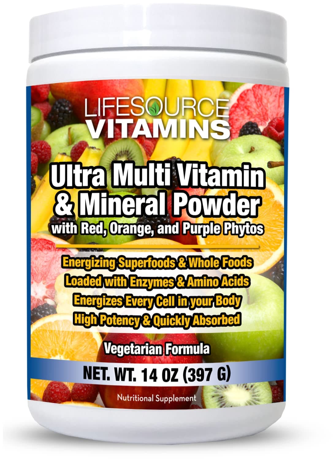 LifeSource VitaminsUltra Multi Vitamin & Mineral Powder w/Phytos Reds Phyto Purples and Phyto Oranges - Free Priority Shipping
