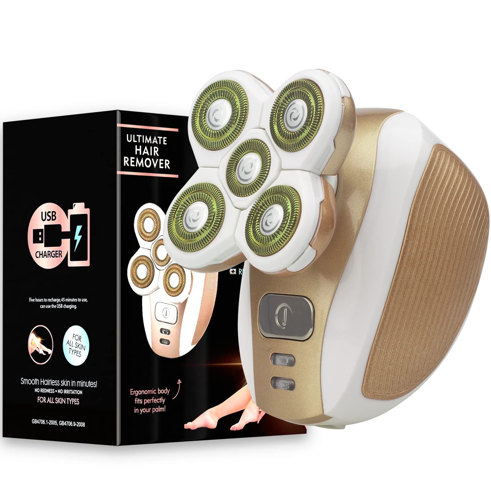 Electric Shaver for Women, Cordless Electric Razor Legs Body Face Hair Trimmer Remover Removal for Ladies Womens - Rose Gold