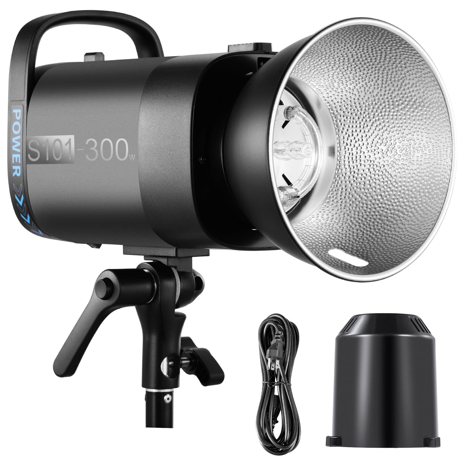 NEEWER S101-300W Strobe Flash Light with 9 Levels 150W Modeling Lamp, 300Ws GN58 5600K with Standard Bowens Mount Reflector, S1/S2 Mode Silent Fan for Photography Studio, Portrait Product Shooting