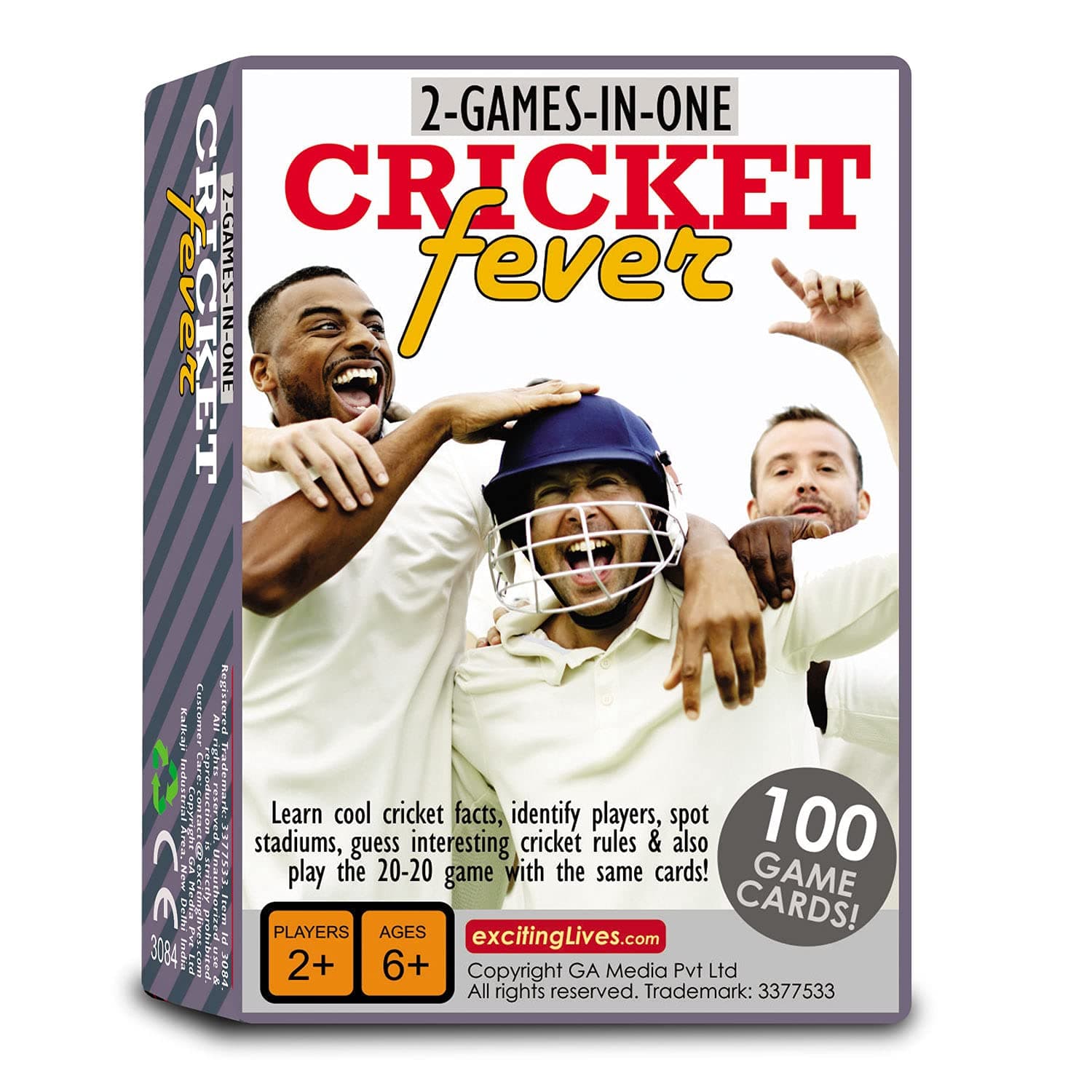 exciting Lives - Cricket Fever - Cards Game for Cricket Fans - Gift for Birthday, Sports - for Kids and Adults - Ages 6+ - Set of 100 with 300 Challenges