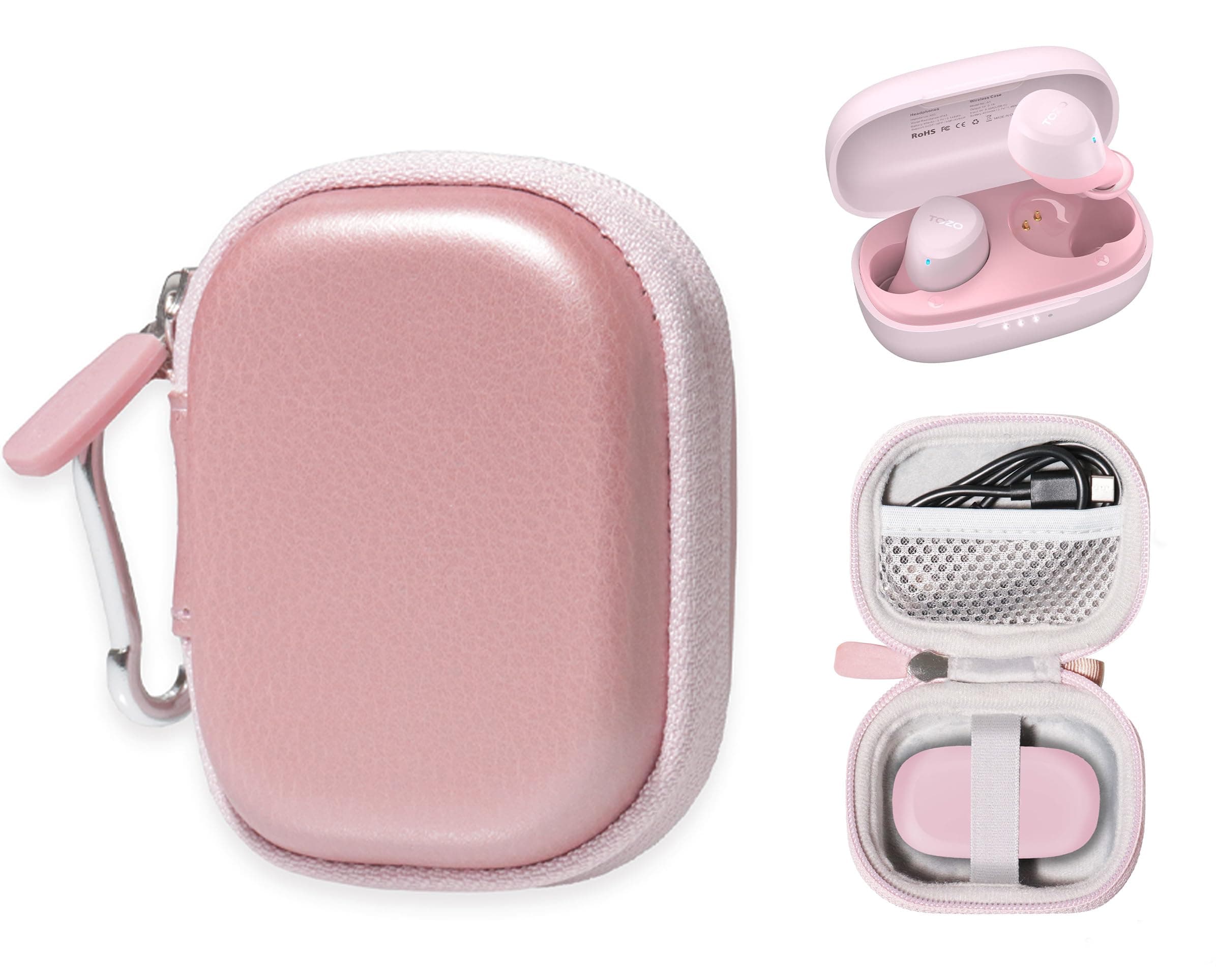 case for TOZO A1 Mini Wireless Earbuds Bluetooth 5.3 in Ear Light-Weight Headphones Built-in Microphone (Rose Gold)