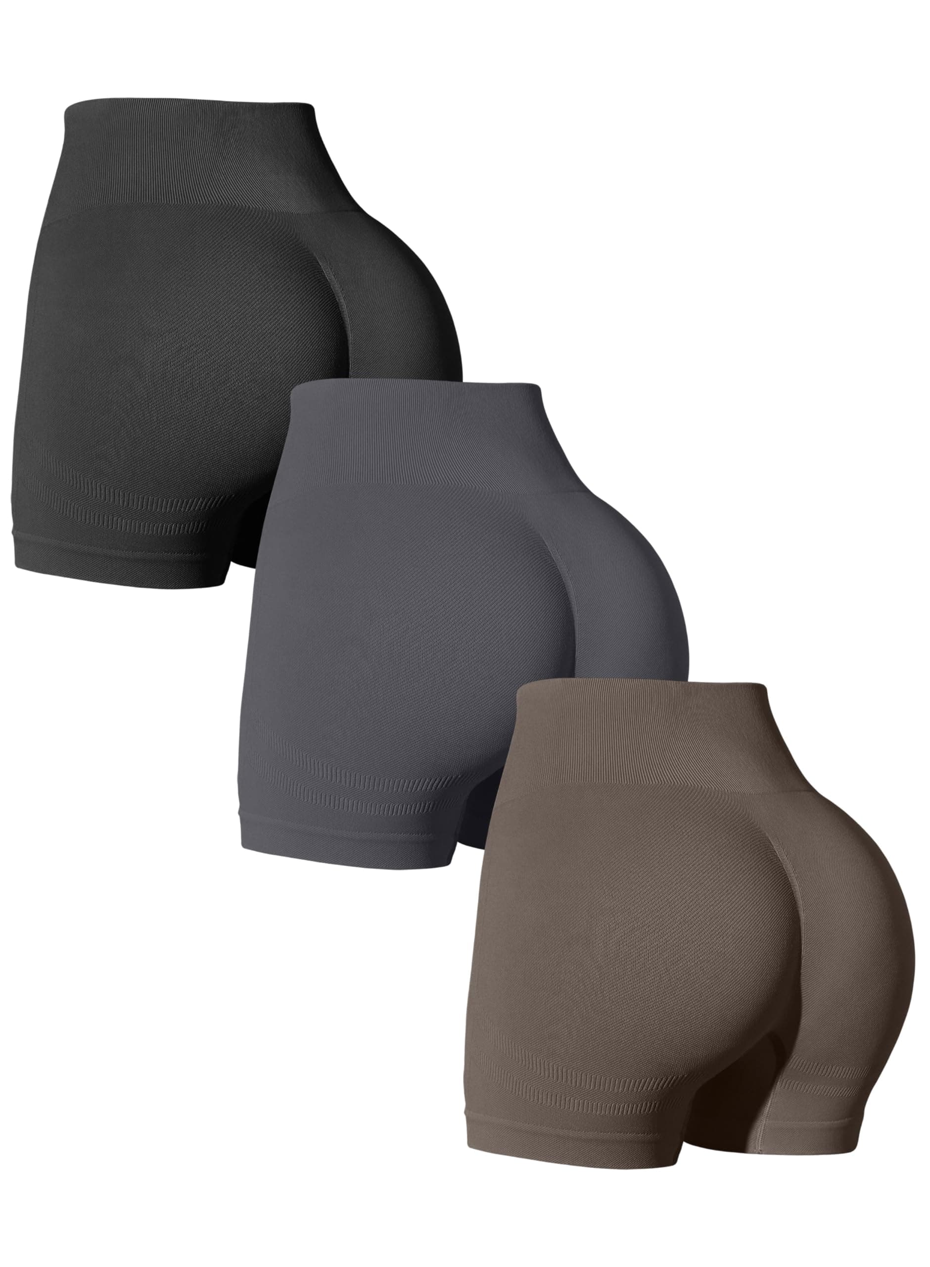 OQQWomen's 3 Piece Yoga Shorts Workout High Waist Butt Lifting Exercise Shorts Pants