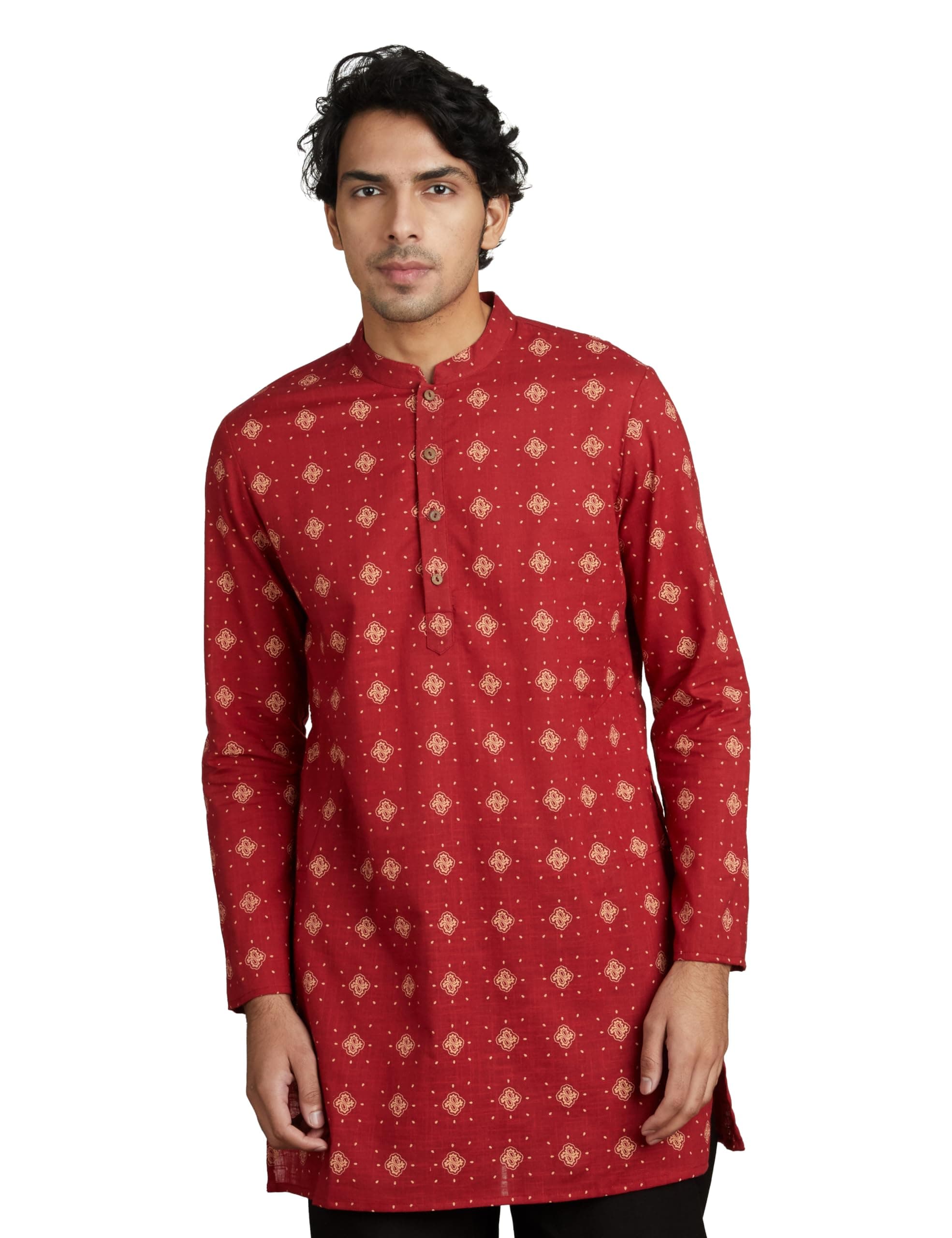 Amazon Brand - SymbolMen's 100% Cotton Everyday Mid Length Casual Kurta - Regular Fit (Available in Plus Sizes)