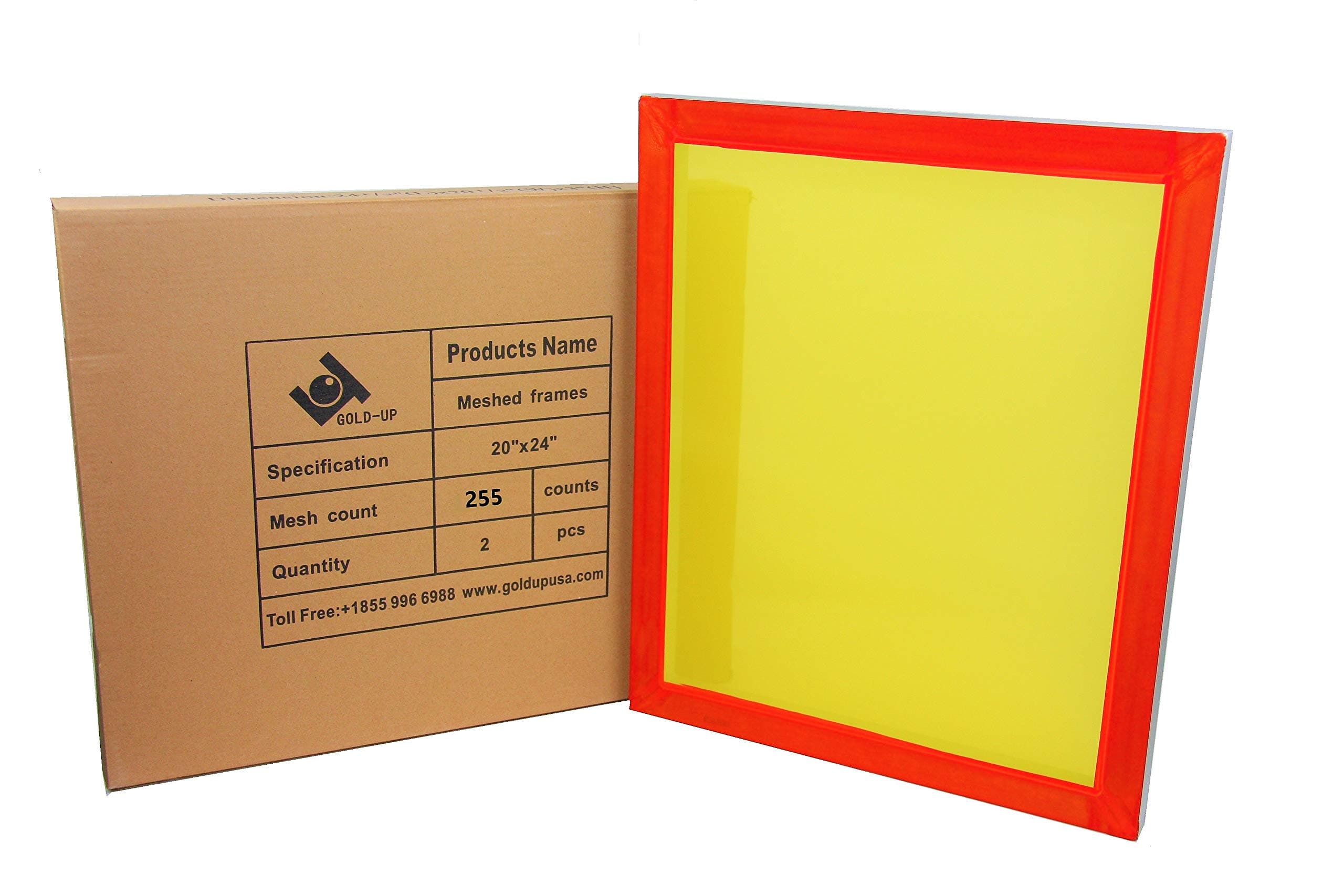 - 20 x 24 Inch Pre-Stretched Aluminum Silk Screen Printing Frames with 255 Yellow Mesh (2 Pack Screens)