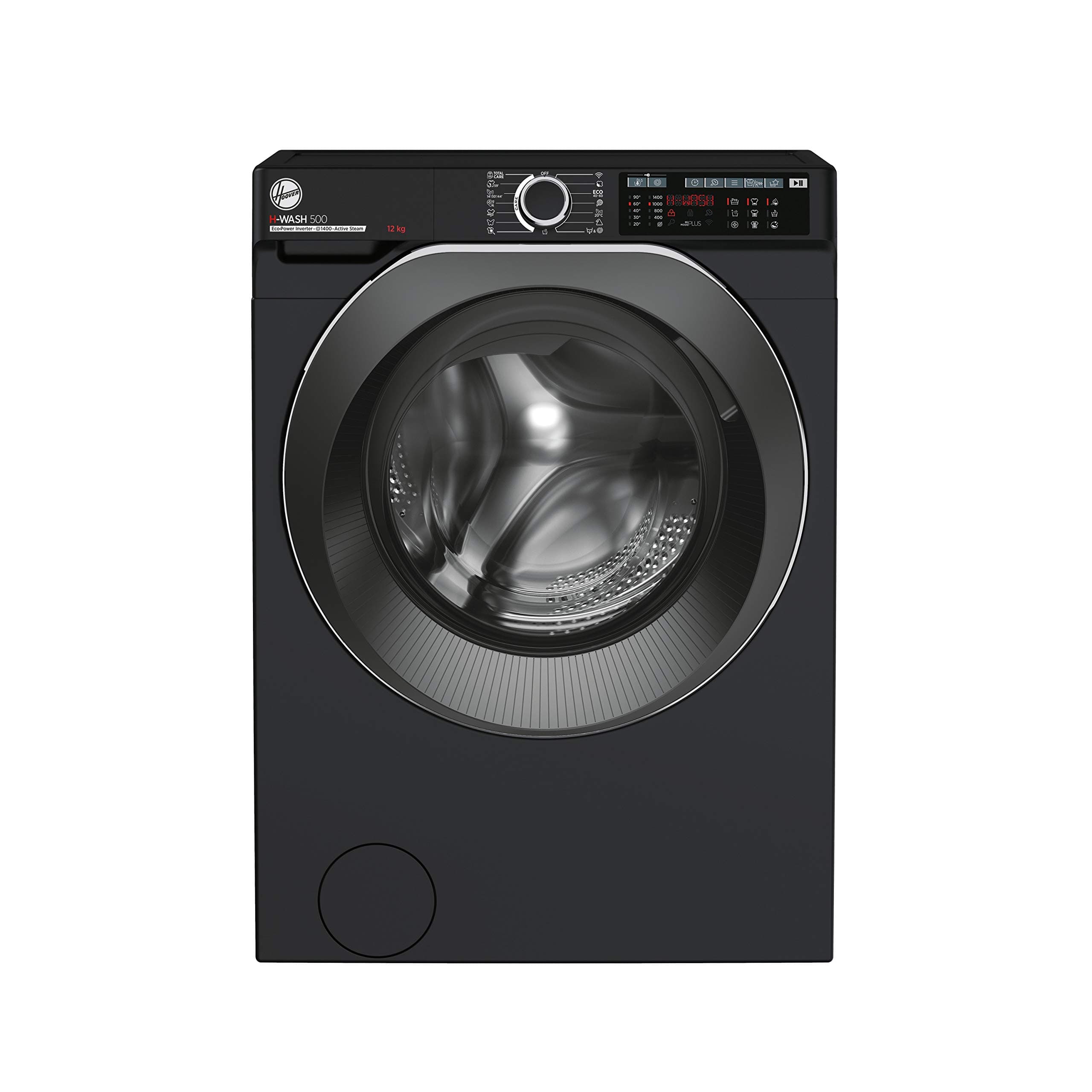Hoover H-WASH 500 12kg Freestanding Washing Machine, 1400 RPM, A Rated, ECO‑Power Inverter Motor, hOn App, 60 Programmes, Care Dose, Power Care System, Black, 60x67x85 cm ‑ HW 412AMBCB/1-80