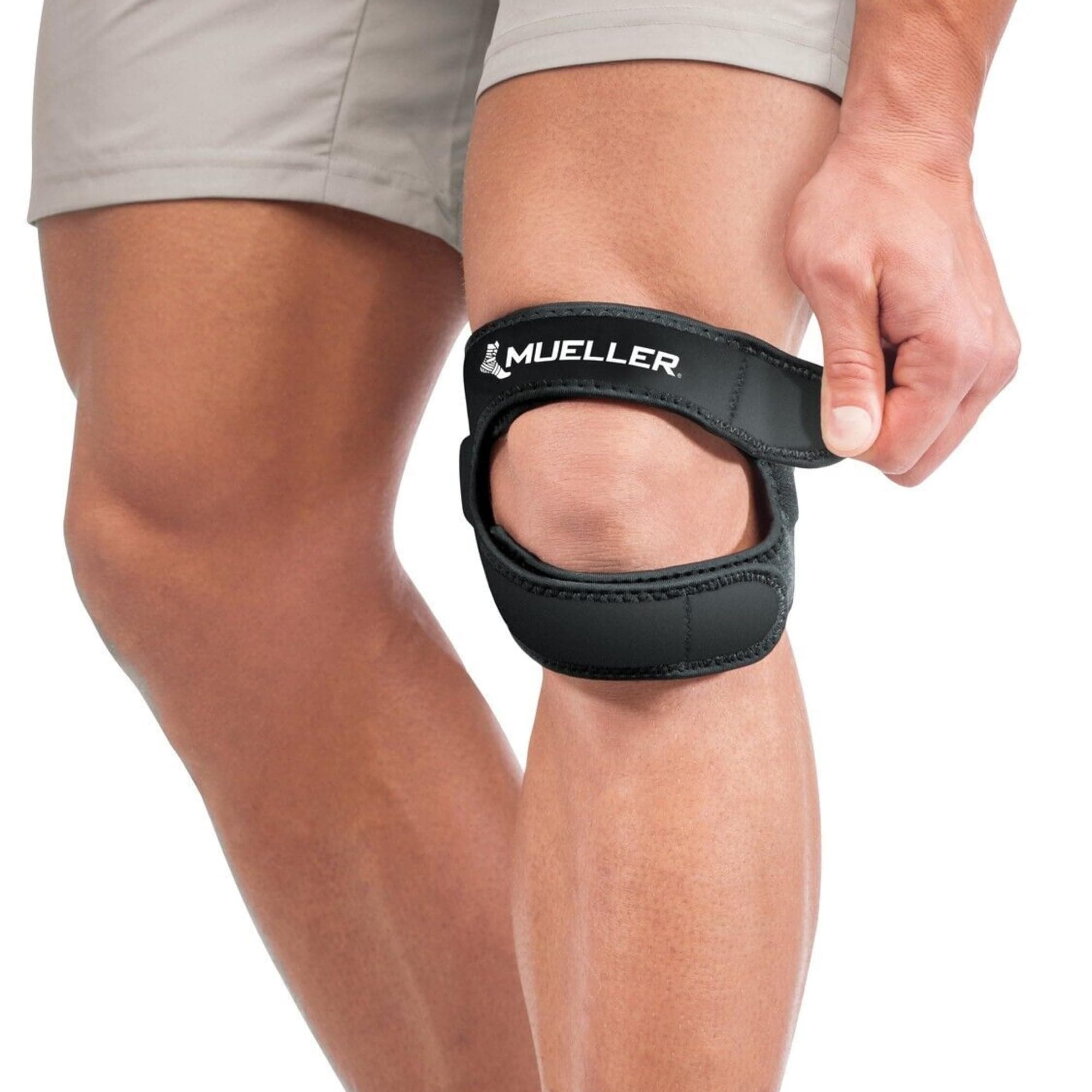 Sports Medicine Adjustable Max Knee Single Strap for Men and Women, Compression & Pain Relief Support for Osgood-Schlatter's, Runner's Knee, Patellar Tendinitis, Black