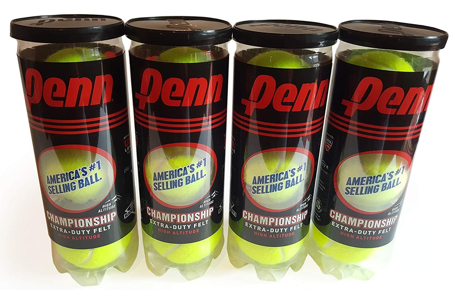 Penn High Altitude Tennis Balls Championship – 4-Pack 12 Balls Yellow - USTA & ITF Approved - Official Ball of The United States Tennis Association Leagues - Natural Rubber for consistent Play