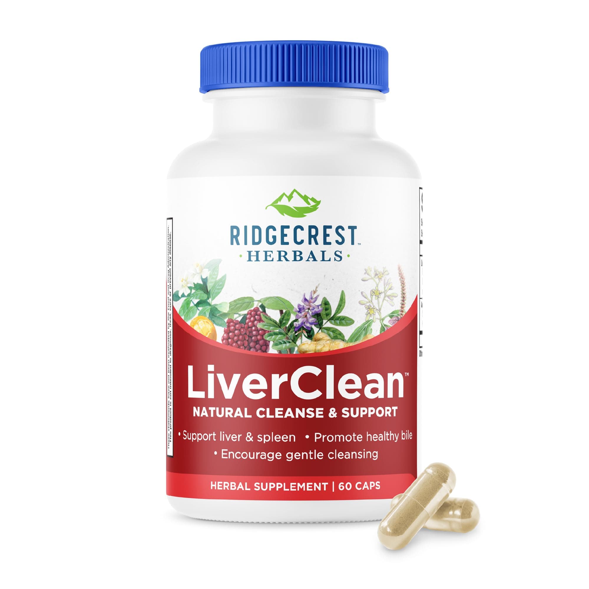 LiverClean, Herbal Liver Support Supplement, Blessed Thistle, Dandelion, Detox, Cleanse Support, Healthy Bile (60 Caps, 30 Serv)