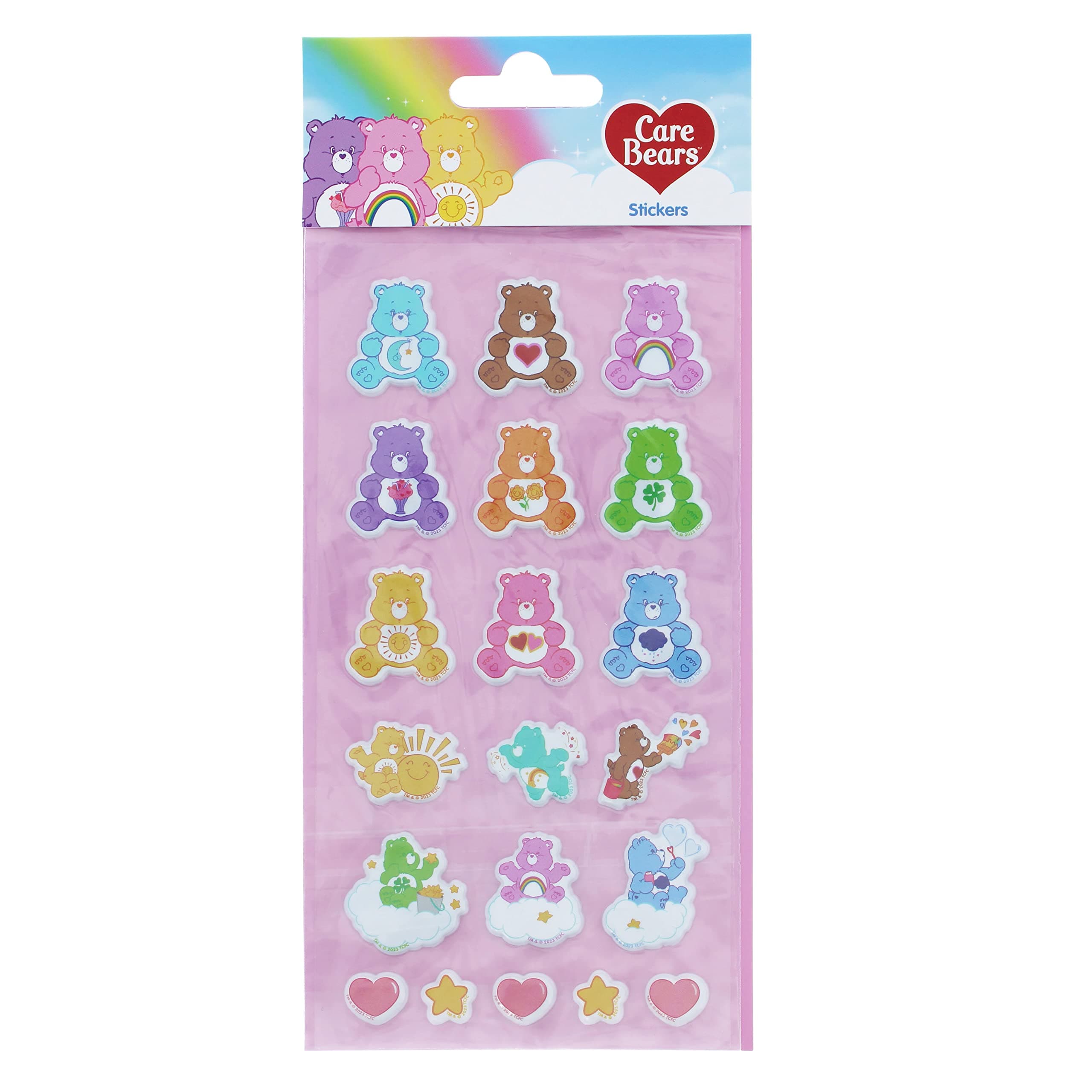Care Bears Stickers | 20 Puffy Stickers Sheet | Cute Scrapbook Stickers | Care Bears Stationery | Fun Sticker Set for Kids