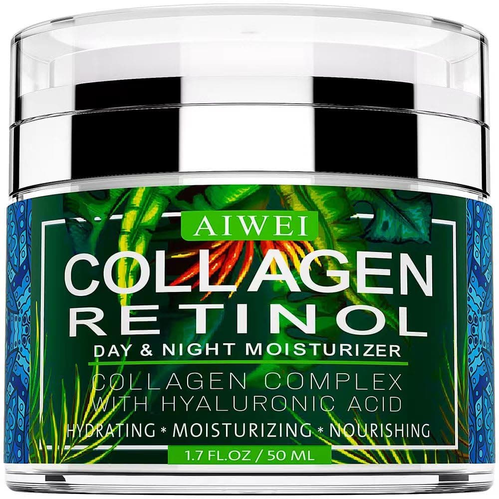 AIWEI Face Moisturizer Collagen Cream - Moisturizing, Hydrating & Recovery - Day Night Face Cream with Retinol and Hyaluronic Acid for Men & Women - 1.7 oz