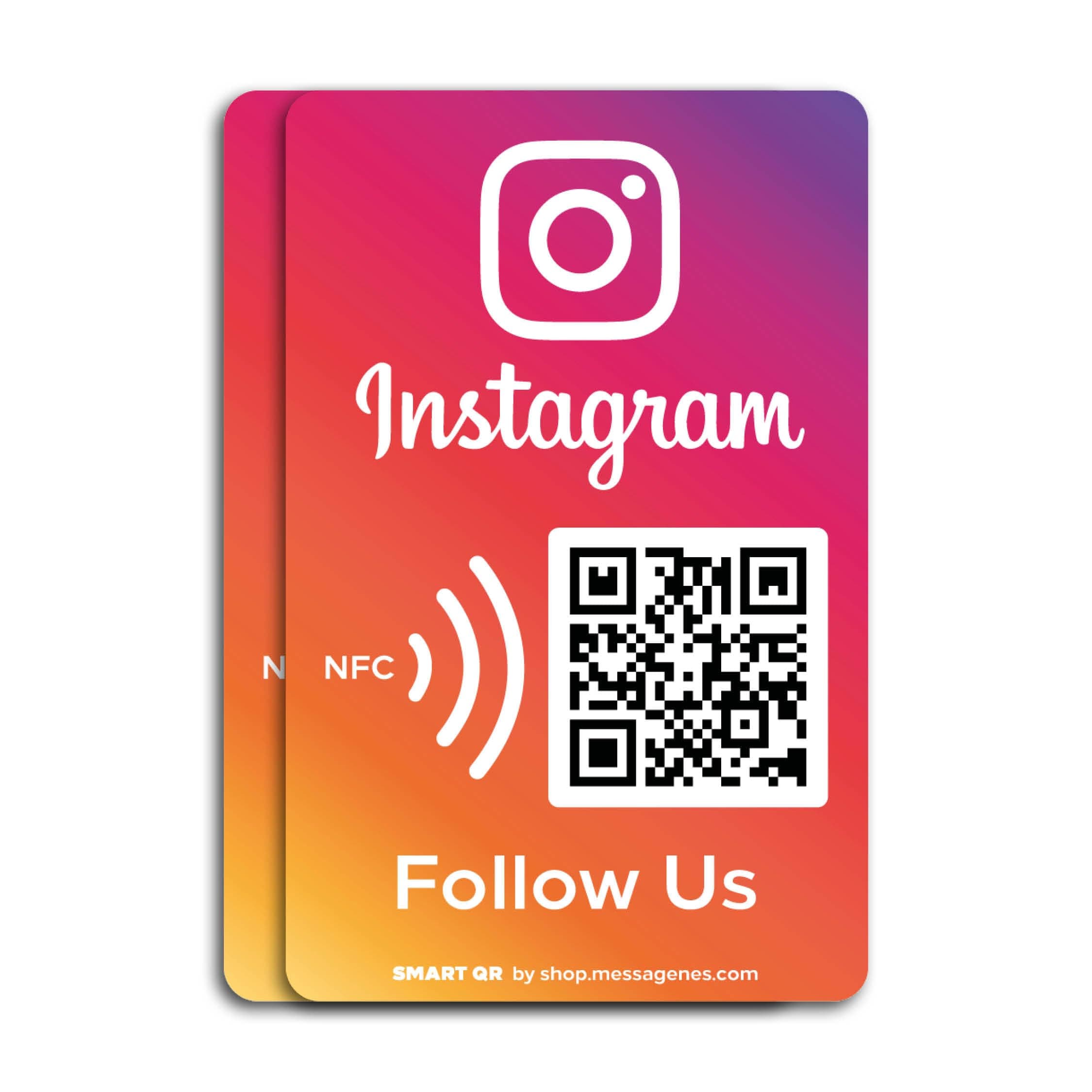 MESSAGENES | Follow Us on Instagram QR NFC Sticker | Social Media Stickers | Boost Followers | Pack 2 Units 8,6x5,5cm | Dynamic and Reusable QR | Instagram Stickers for Business | Premium Materials