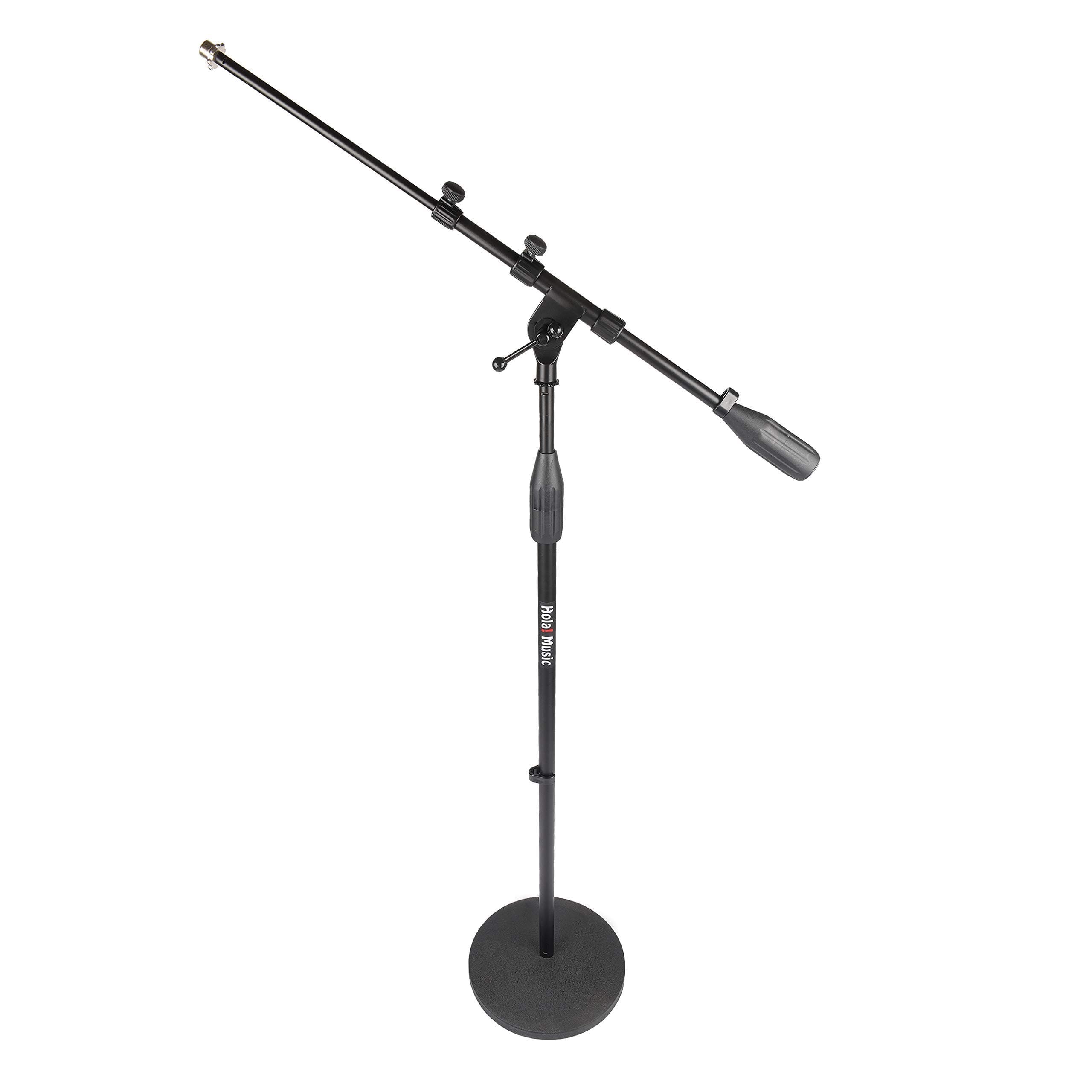 Hola! Music HPS-101RB Professional Microphone Boom Mic Stand with Round Base, Black