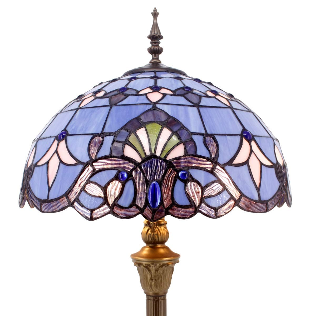 4MYHOME Tiffany Floor Lamp Blue Purple Baroque Stained Glass Standing Reading Light 16X16X64 Inches Antique Pole Corner Lamp Decor Bedroom Living Room Home Office S003C Series…