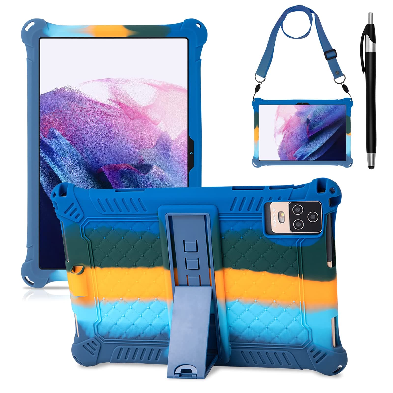 – KATUMO Universal Silicone Case for 10.1 inch tablet, Case for DOOGEE Tab A9 /TECLAST P30 /Whitedeer/Blackview Tab/HiGrace/jumper Tab/OUKITEL OT6 /FancyDay/OSCAL/Hakaug with Pen Shoulder Strap