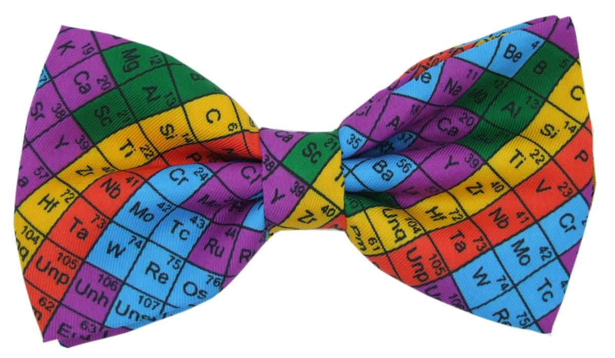 Periodic Table Bow Tie | Science Bow Tie | Chemistry Teacher Gift | Table of the Elements Bow | Scientist Gift | Quality Satin Fabric | Ready Tied Bow Tie | Suitable for Adults & Kids