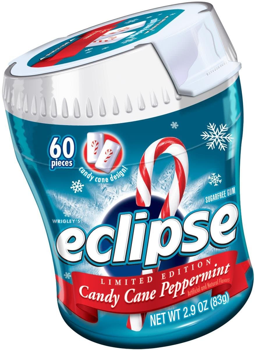 Eclipse Candy Cane Chewing Gum, Peppermint, 2.9 Ounce (Pack of 4)