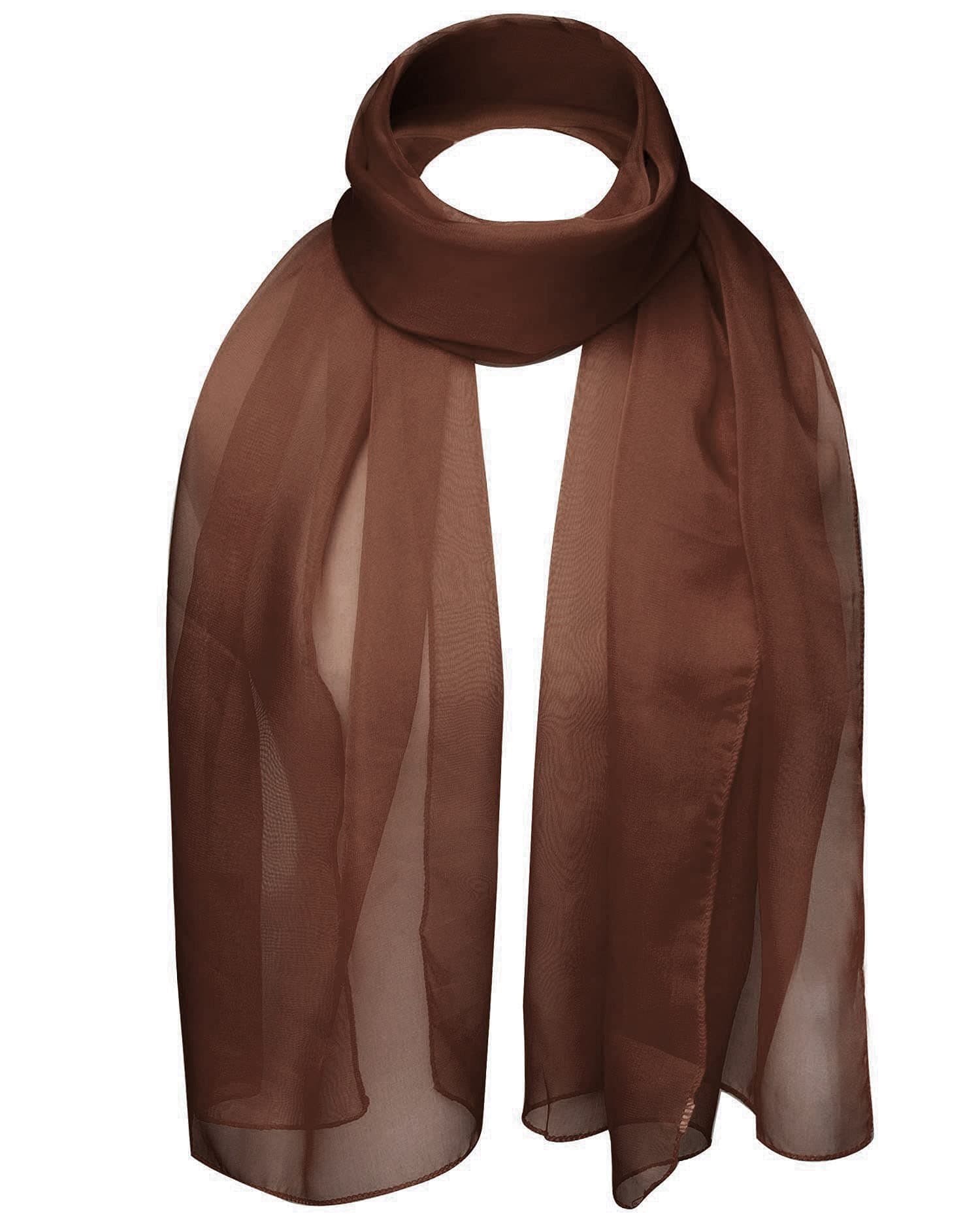 Chiffon Scarf Sheer Soft Plain Neck Wrap for Women Neatly Stitched