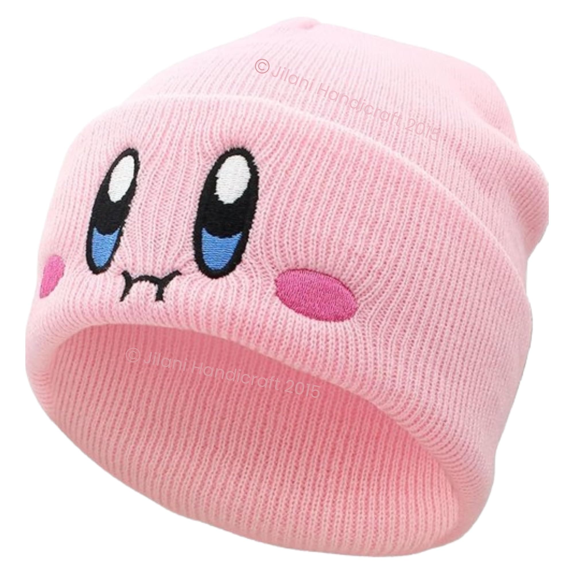 Kid-by Beanie Cute Anime Hat Kawaii Accessories Beanie Slouchy Embroided Face Knit Hats for Adult