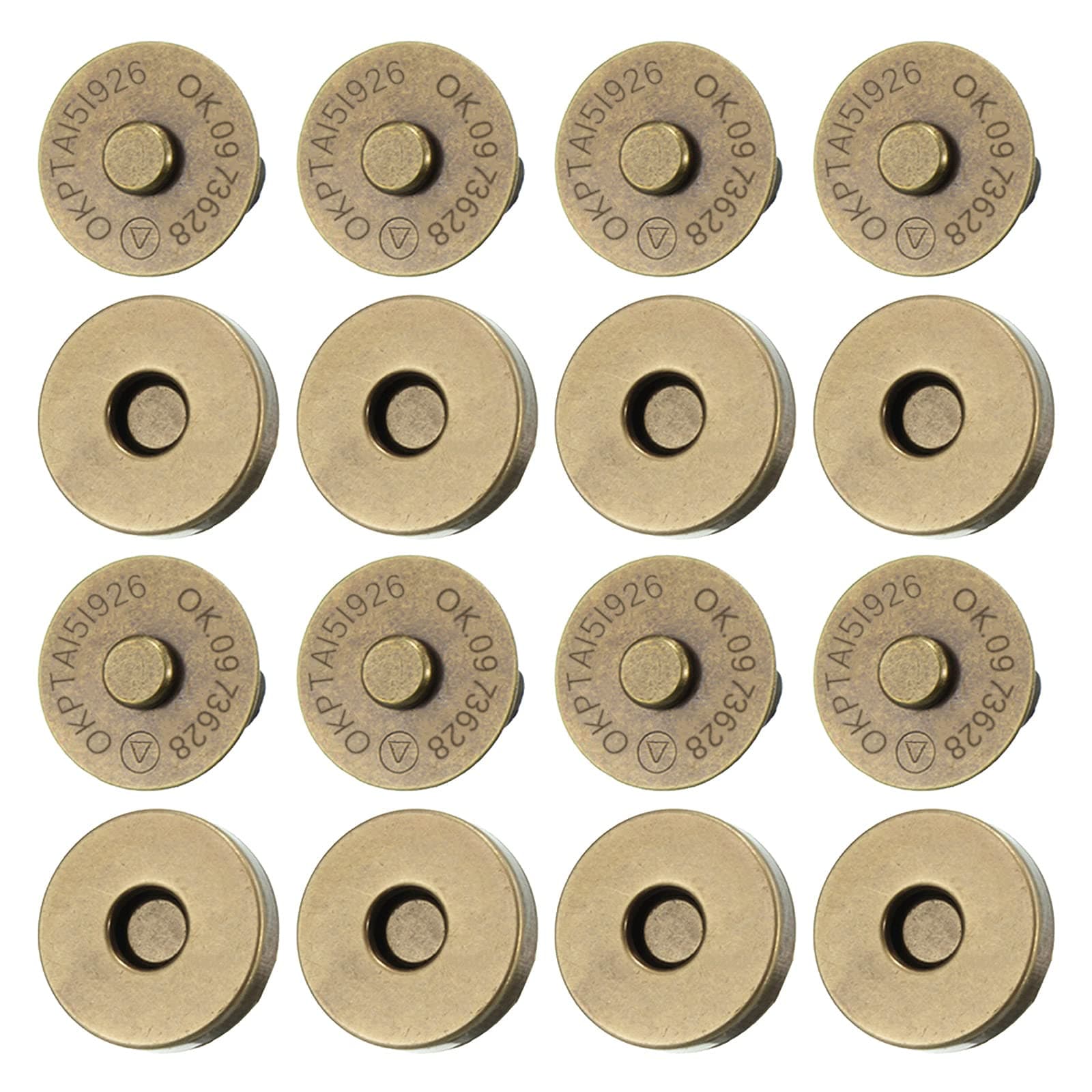 20 Set Magnetic Snaps, Purse Magnetic Bag Fastener Clasp Magnetic Button Replacement Kit for Sewing, DIY Craft, Purses, Bags, Clothes, Leather (Bronze 14MM)