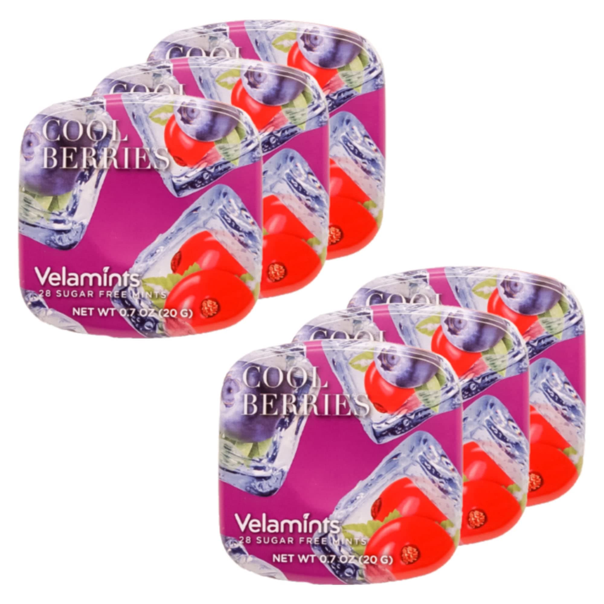 Velamints Sugar Free Mints Expressions - Aspartame-Free Sweetened with Stevia, 20 Gram (Pack of 6) (Cool Berries)