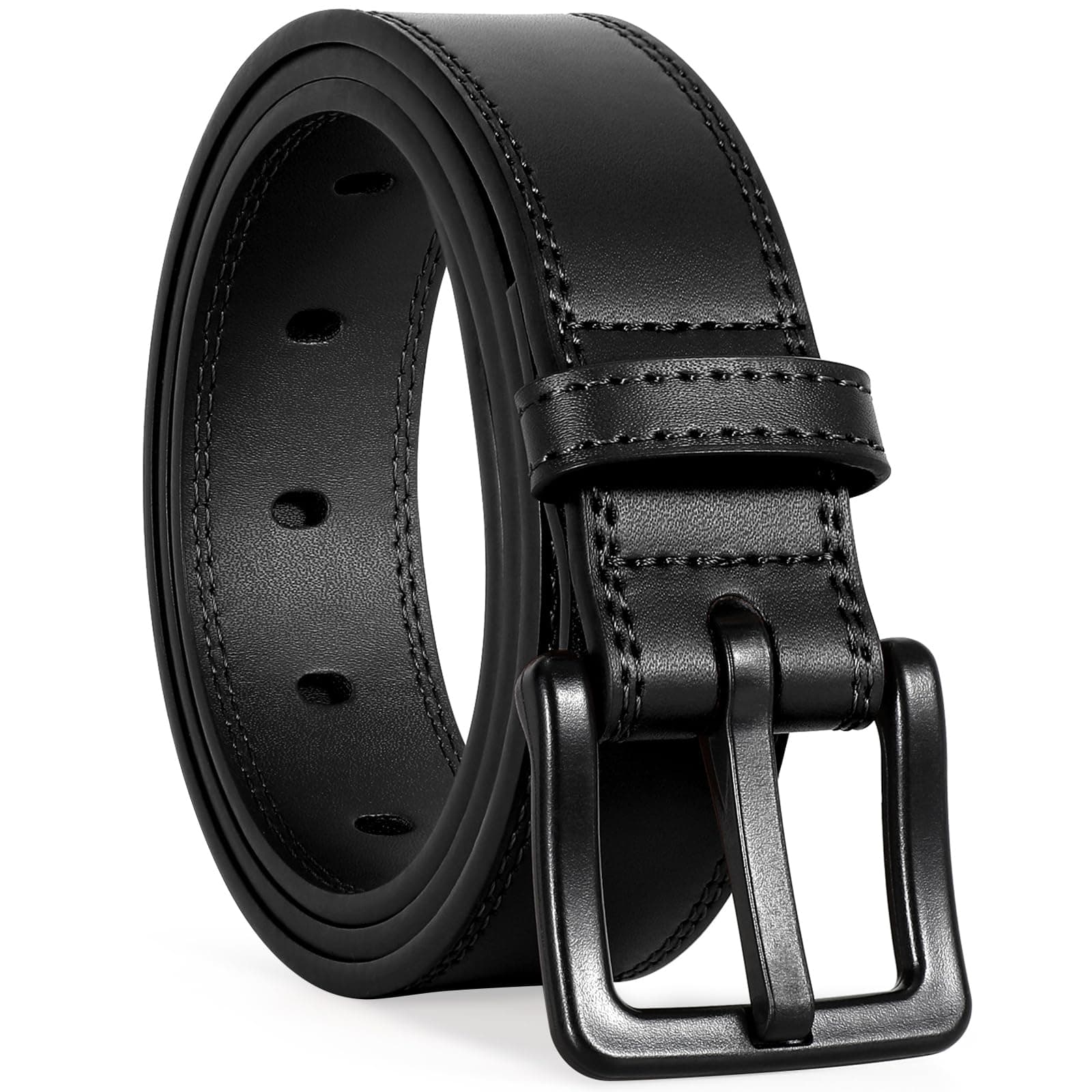 Nickel Free Leather Belt for Men, Non Metal TSA Approved Men’s Belt for Jeans with Hypoallergenic Buckle
