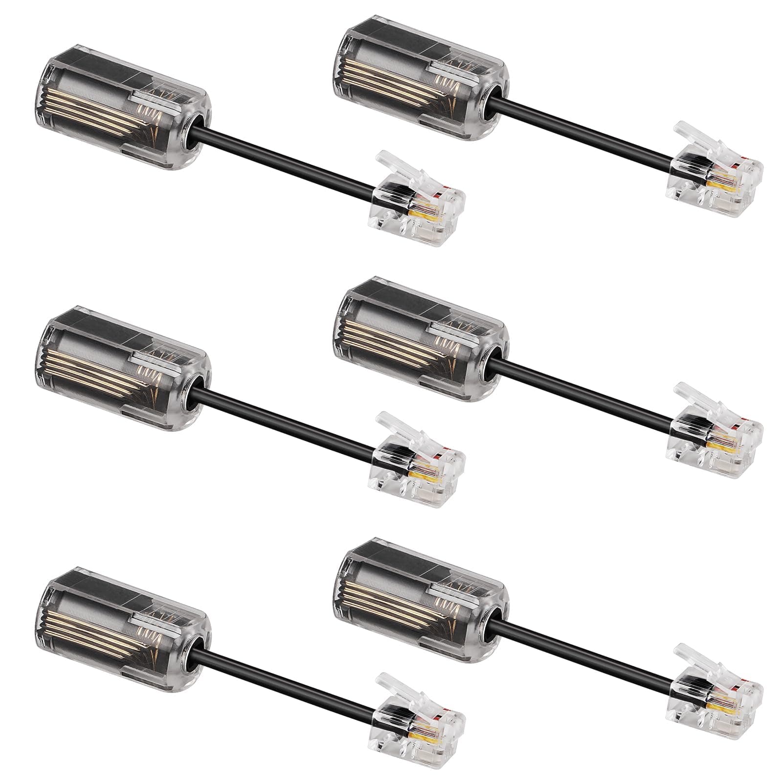 Uvital Telephone Cord Detangler, 6 Pack Anti-Tangle Telephone Handset Cable, 360 Degree Rotating for Landline, Swivel Cord Untangler Black