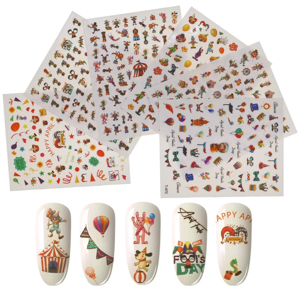 Nail Decals Mardi Gras Nail Art Stickers Self-Adhesive Carnival Nail Decor Necklace Clown Crown Golden Yellow Green Nail Decoration Sticker for Girls Women Nail Salon Gifts