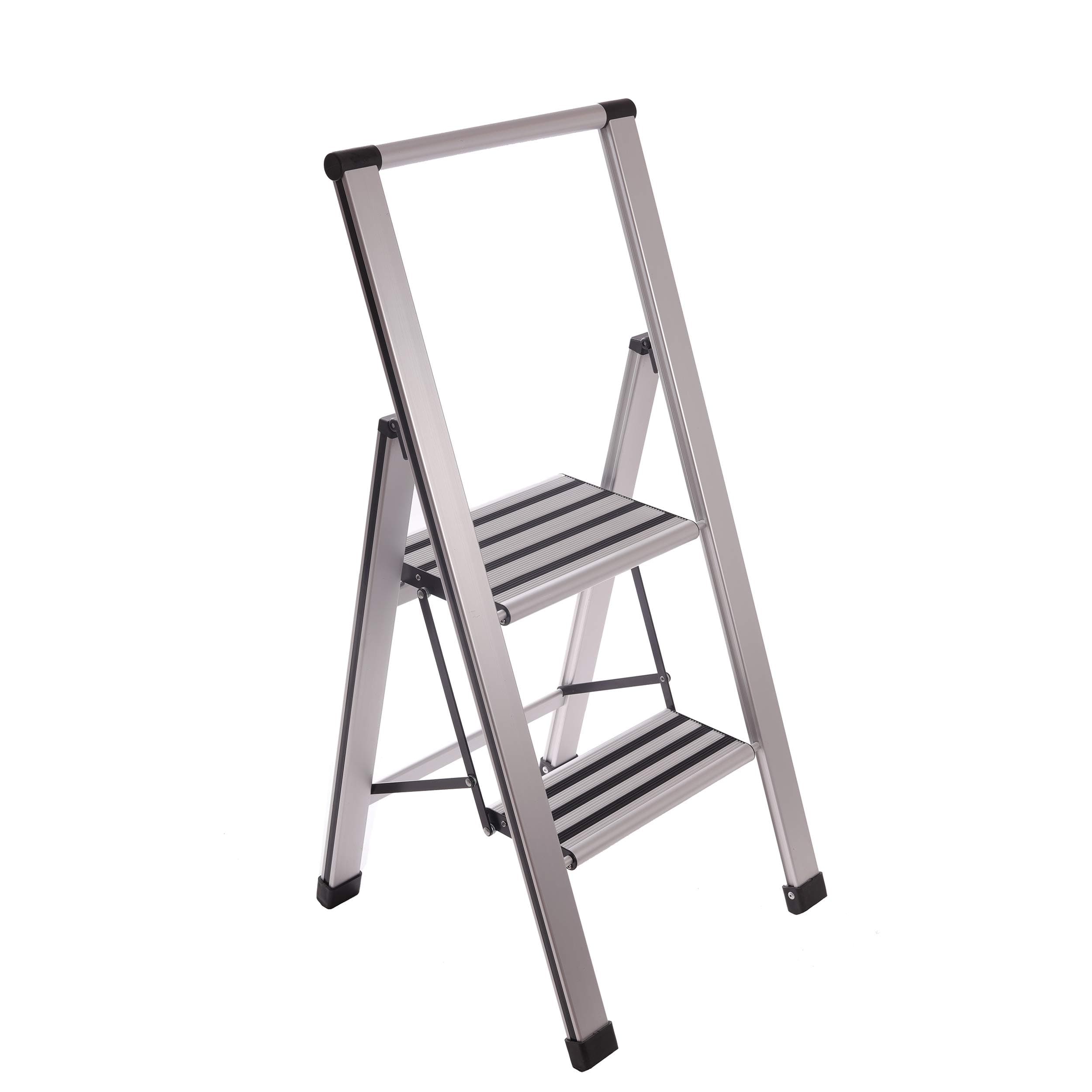 Step Ladder 2 step folding, Decorative - Modern Beautiful Aluminum, Ultra Slim Profile, Anti Slip Steps, Sturdy-Portable for Home, Office, Kitchen, Photography Use,by SORFEY