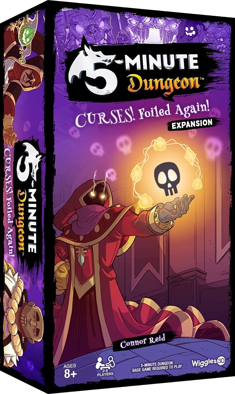 5-Minute Dungeon: Curses! Foiled Again! Expansion | Real-Time Cooperative Board Game Add-On | New Heroes, Curses, Artifacts | 1-6 Players, Ages 8+ | Wiggles 3D