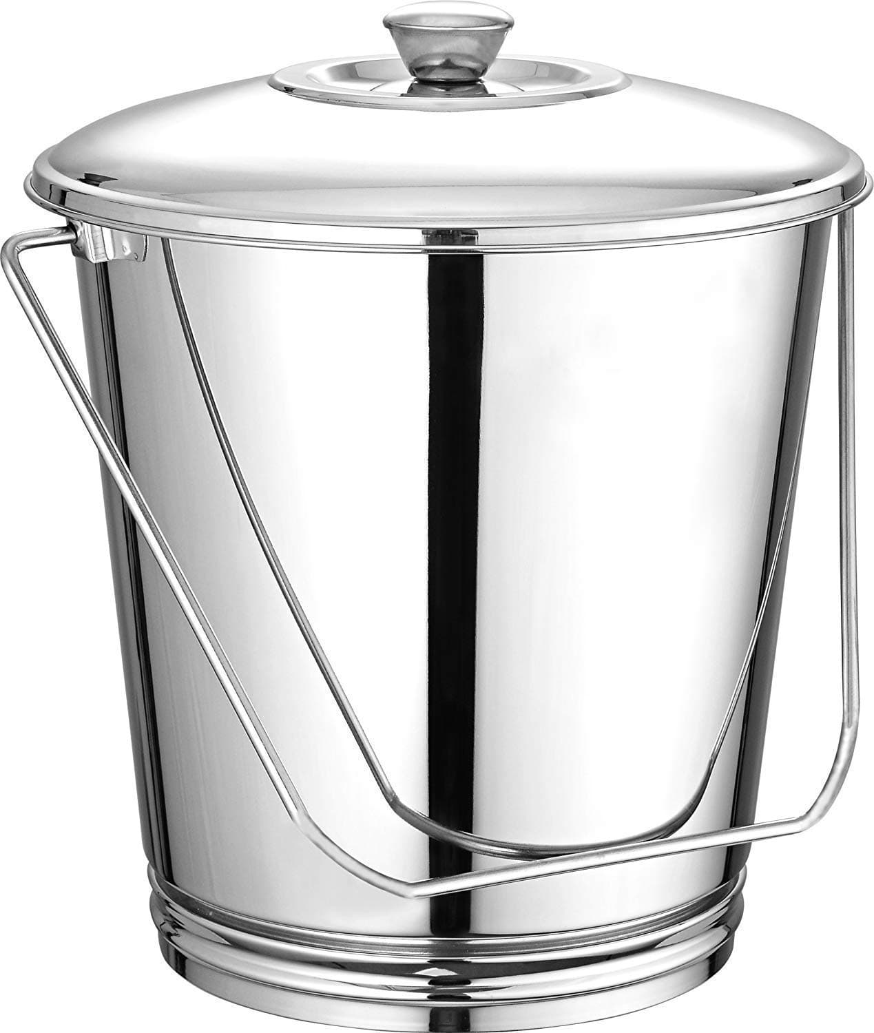 Satyaki Steels Steel Bucket With Lid- 14 Liters, Silver