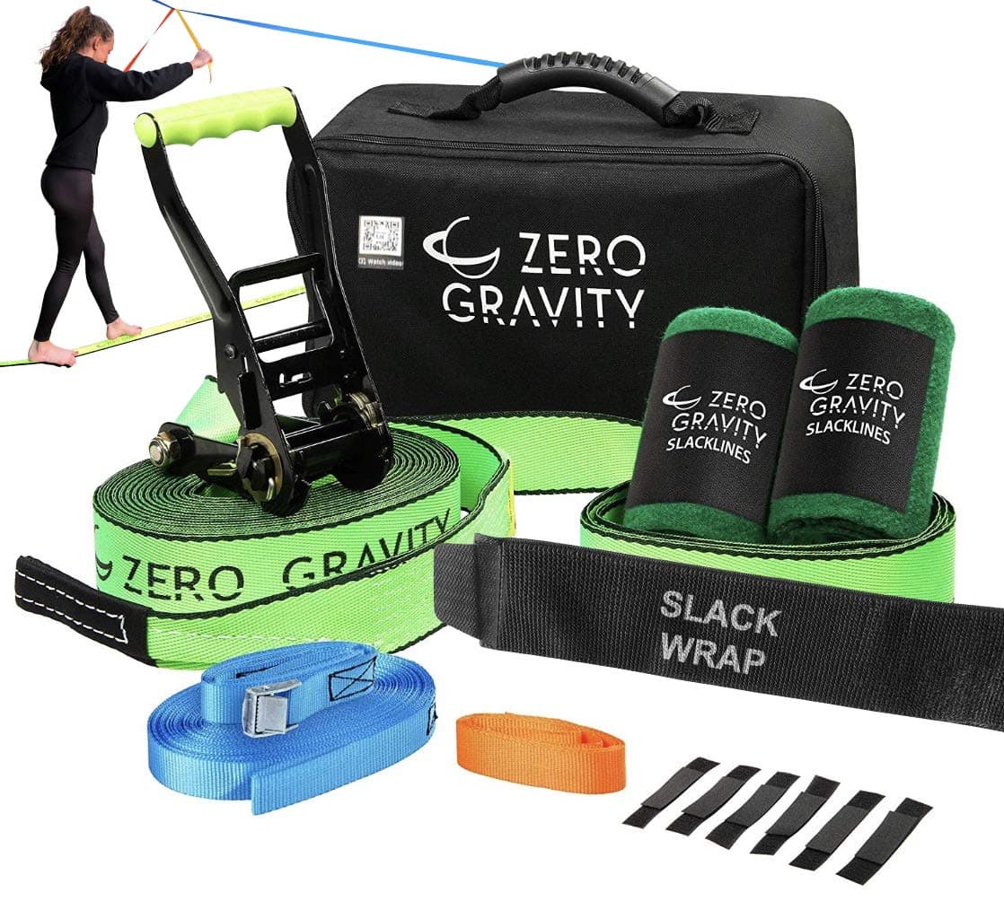 Slackline Kit with Industry Leading Carry/Storage Bag, Upgraded Ratchet w/Molded Finger Grip & Smooth Operation + Tree Protectors; Great Set for Kids, in All respects