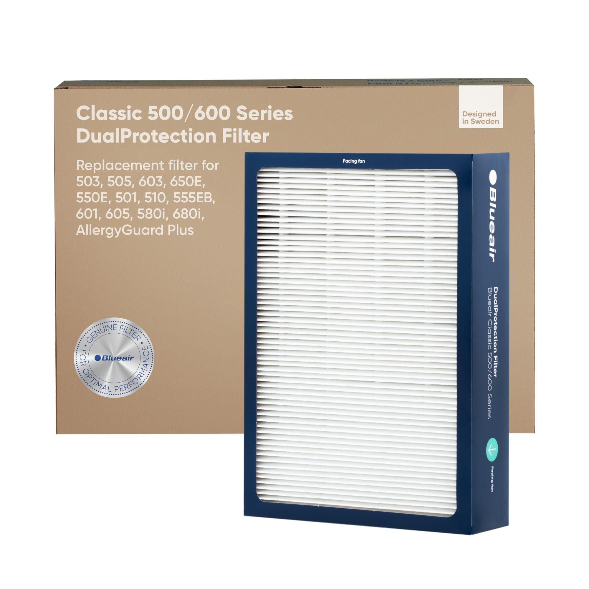 Blueair Classic 500/600 Series Genuine DualProtection Filter; Classic 501, 503, 505, 510, 550E, 555EB, 580i, 601, 603, 650E, 605