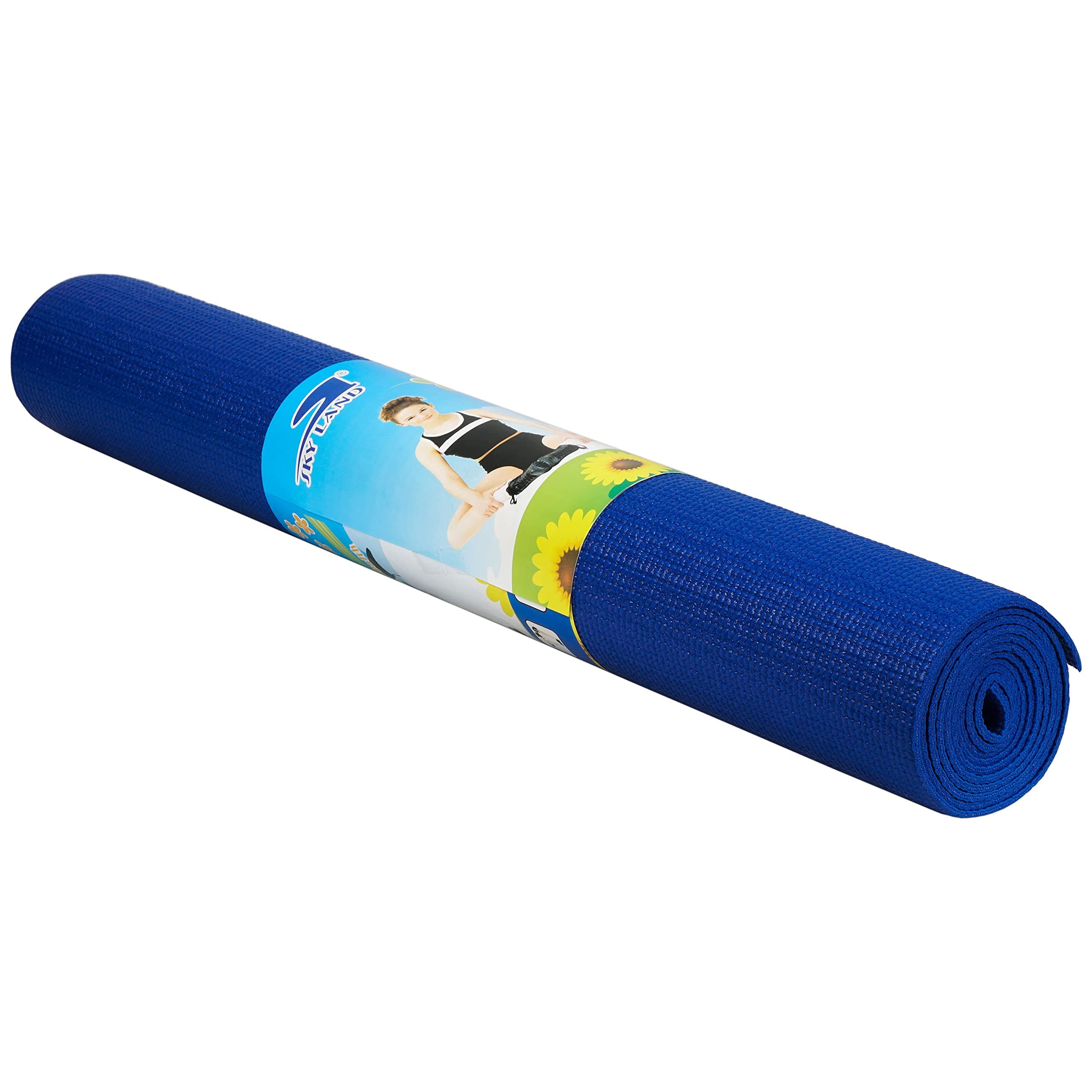 Non-Slip Yoga Mat for Home & Gym Workouts, 3mm Thick PVC Exercise Mat Ideal for Yoga, Pilates, HIIT & Fitness Training, Durable, Lightweight & Portable (Blue, 173 x 61 cm) EM-9306-B