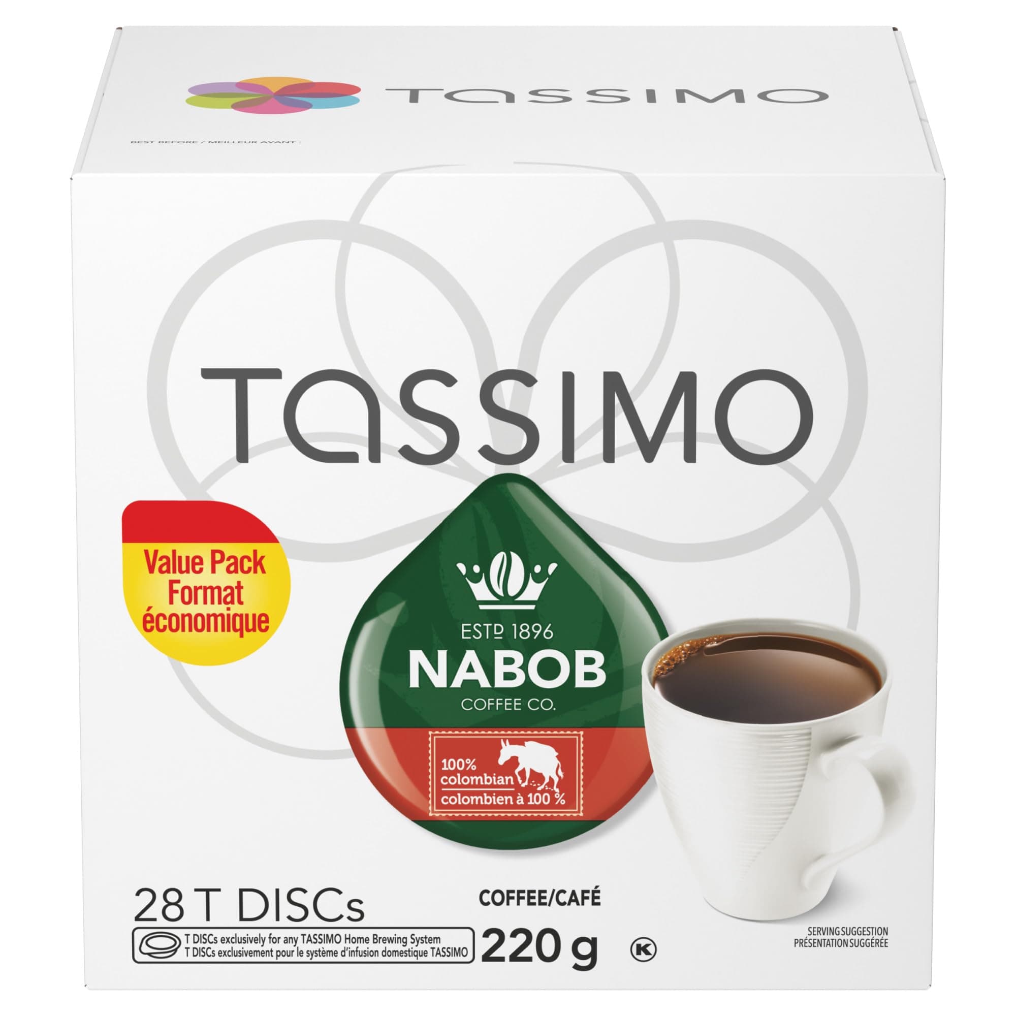 Nabob 100% Columbian Coffee Single Serve T-Discs 28 T-Discs Imported from Canada