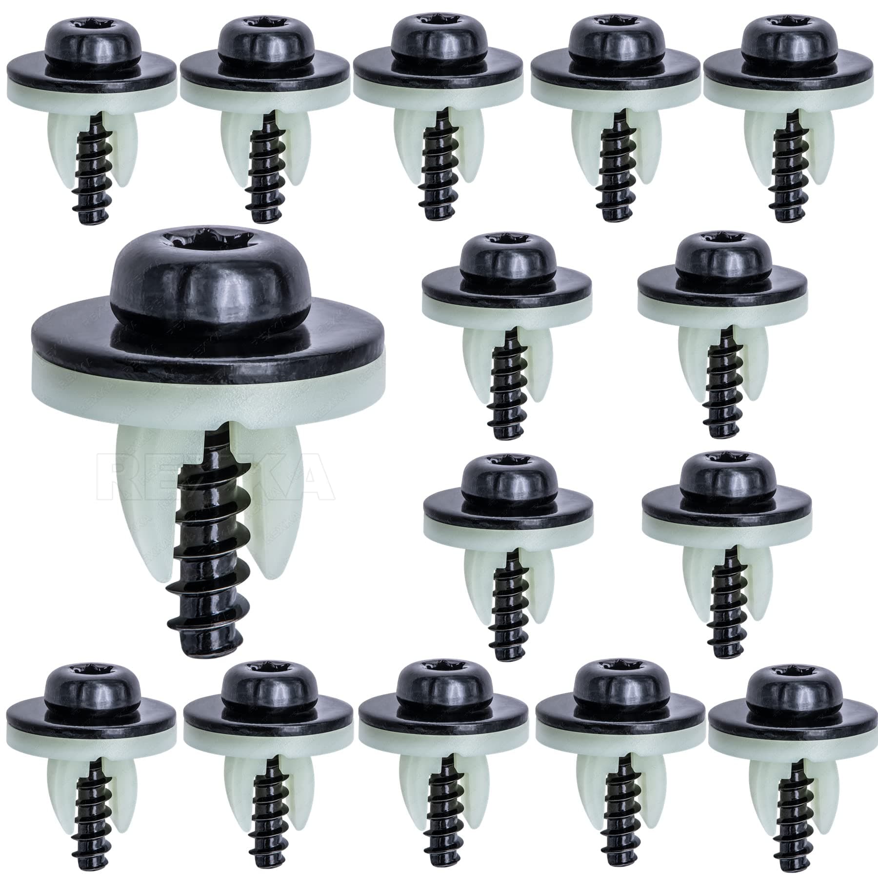 15 Sets Engine Splash Shield Screws for Ford - T30 Torx Head Bolts and Grommets for Undertray Engine Fender Liner Deflector Grille for Ford Escape F-150 Edge Focus Fusion C-Max S-Max Lincoln
