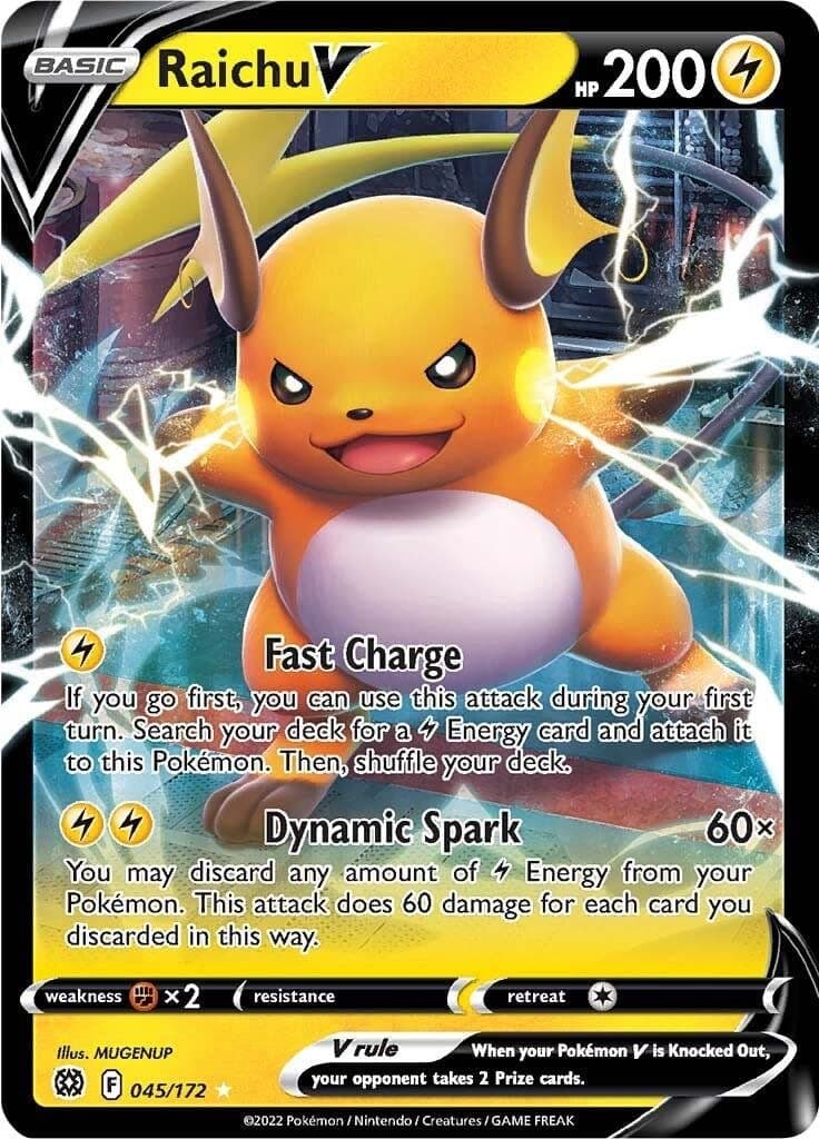 Pokemon Raichu V 045/172 Brilliant Stars - Ultra Rare Pokemon Card - Holo Foil