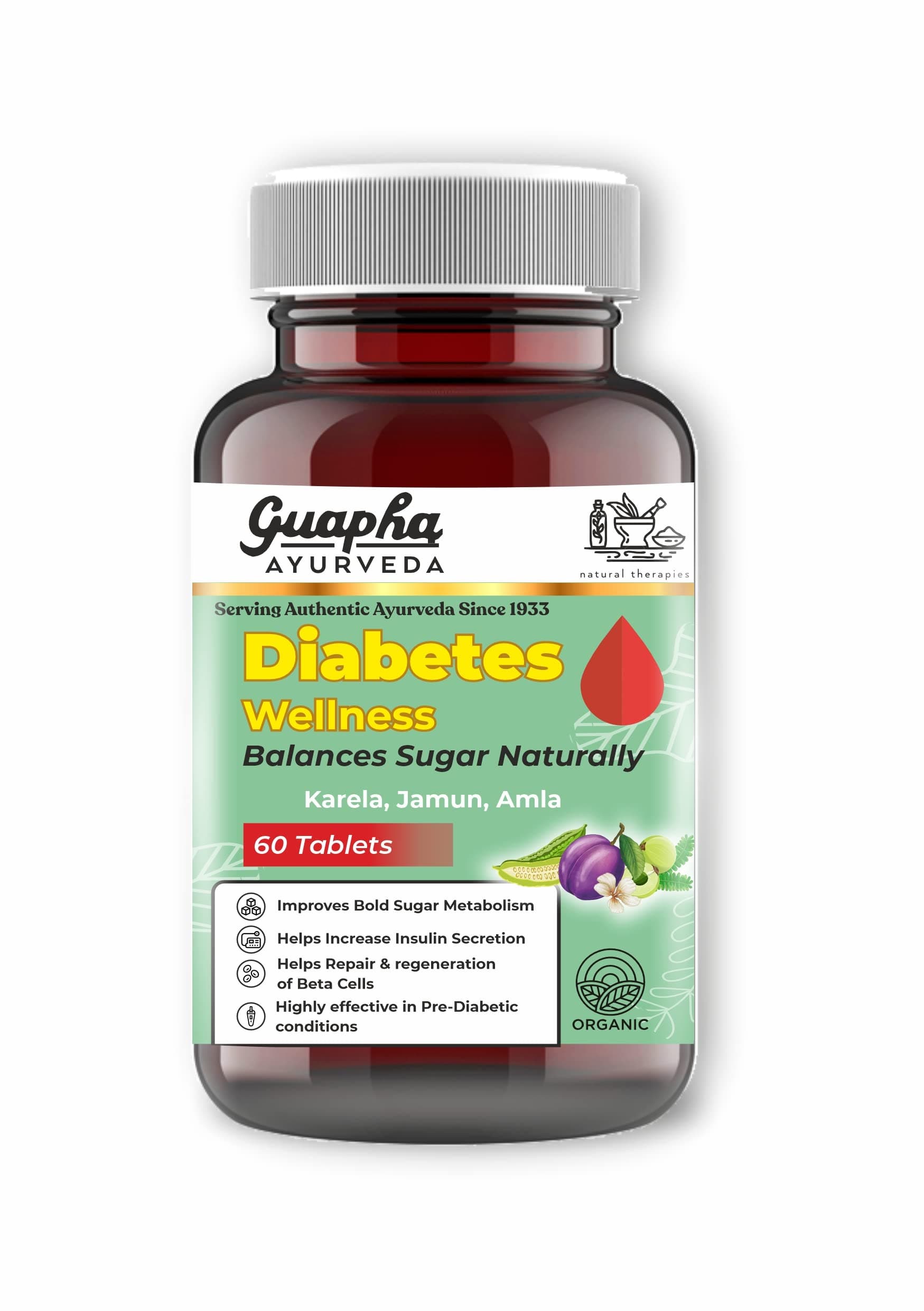 Diabetes Wellness | Balances Sugar Naturally, Controls Diabetes and Helps Increase Insulin Secretion | With Goodness of Herbal Extracts of Karela, Jamun, Gudmar, Methi, Amla | 60 Tablets