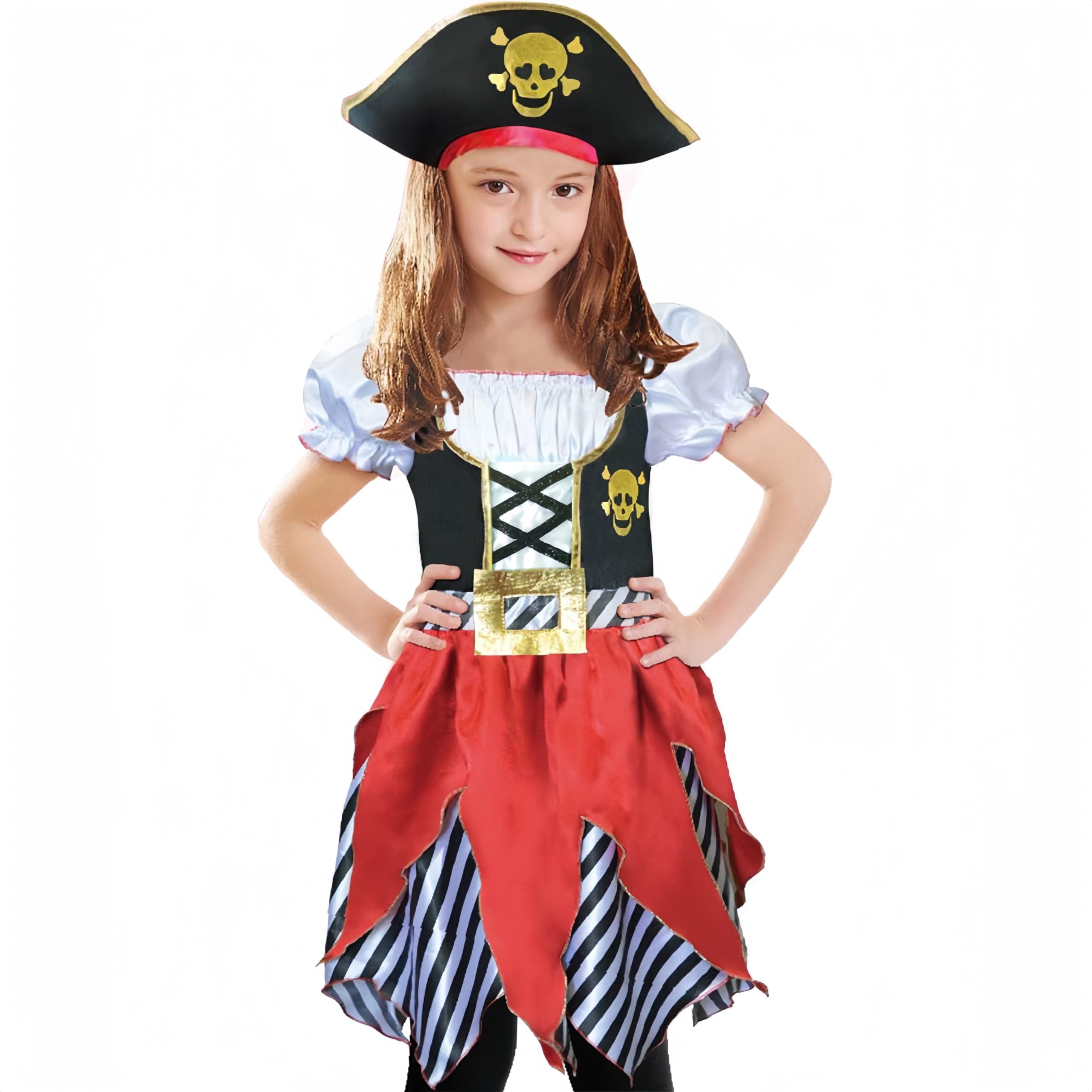Girls Deluxe Pirate Costume,Buccaneer Princess Dress for Kids