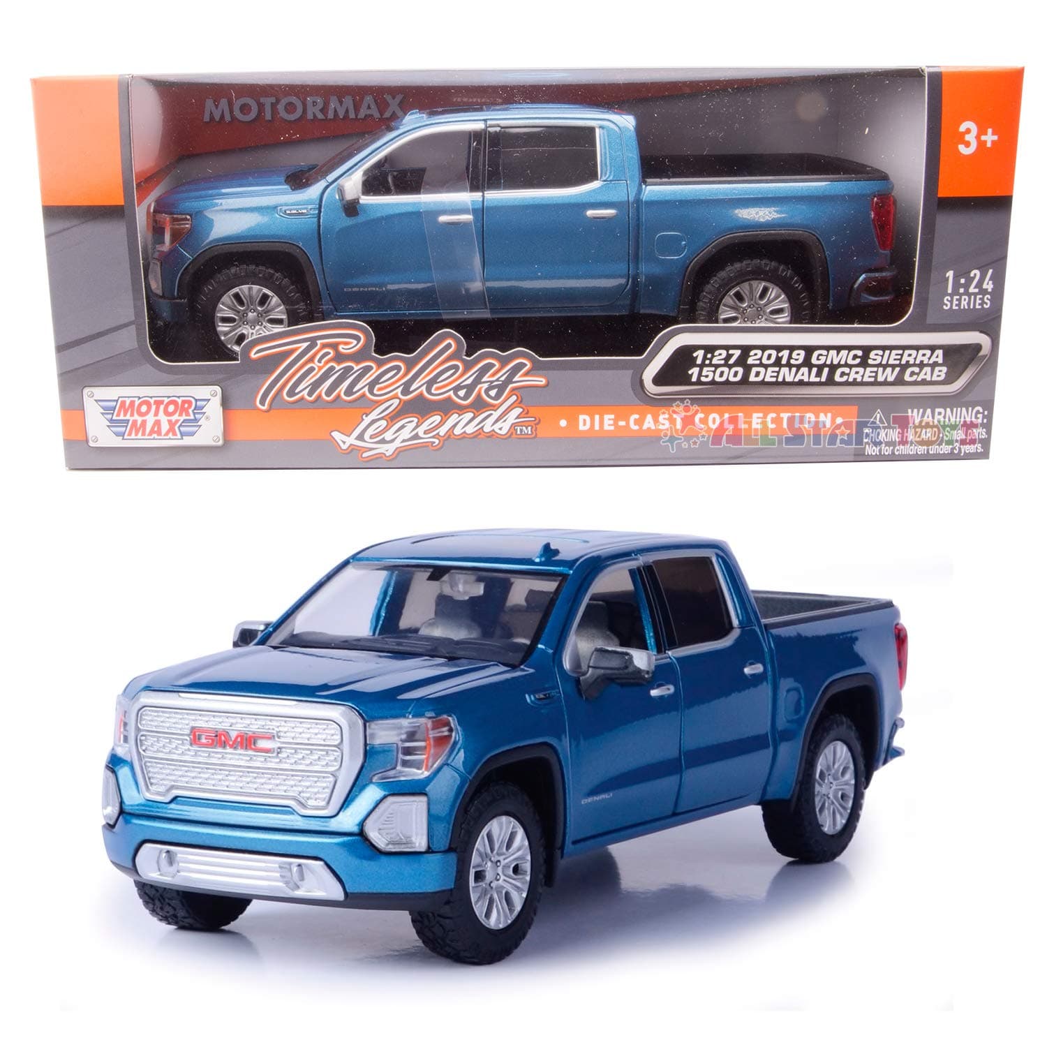 Motor Max 2019 GMC Sierra 1500 Denali Crew Cab - Blue 1:24-1:27 Scale Diecast Model by 79362