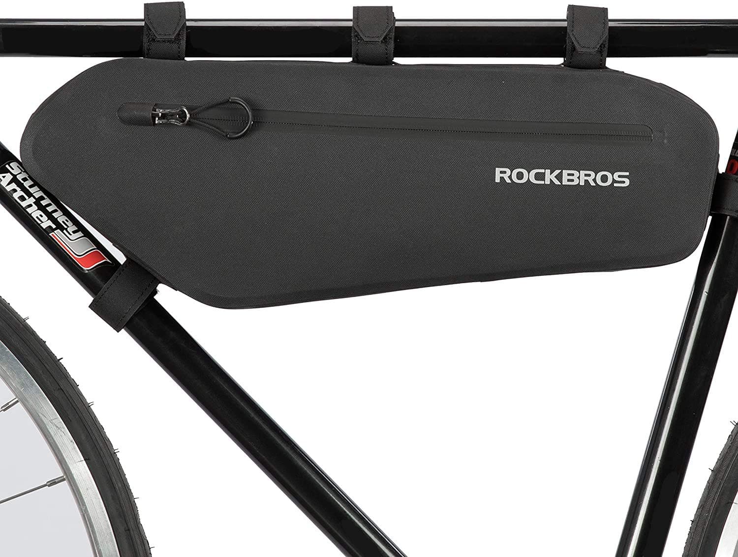 ROCKBROS Bike Frame Bag Waterproof Bike Triangle Frame Bag Reflective Top Tube Bag Large Capacity Black Bike Accessories for MTB, Road Bike