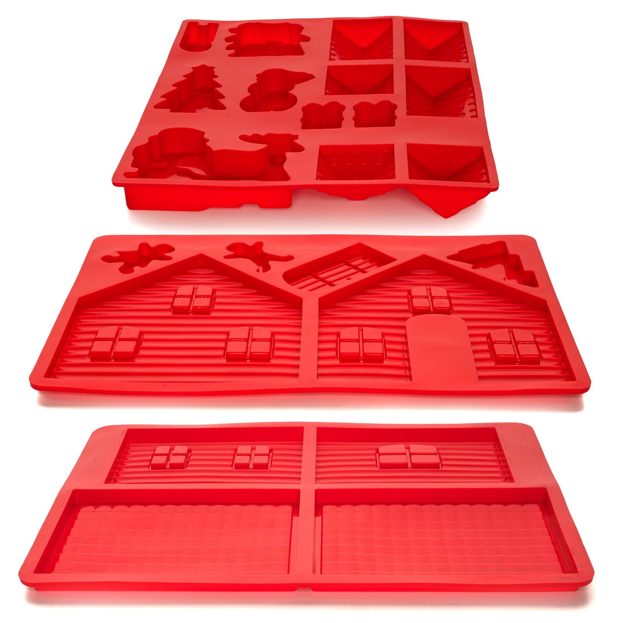 Gingerbread House Silicone Mold Set for Christmas Holiday Season - Non-Stick Baking Pan, Easy to Clean