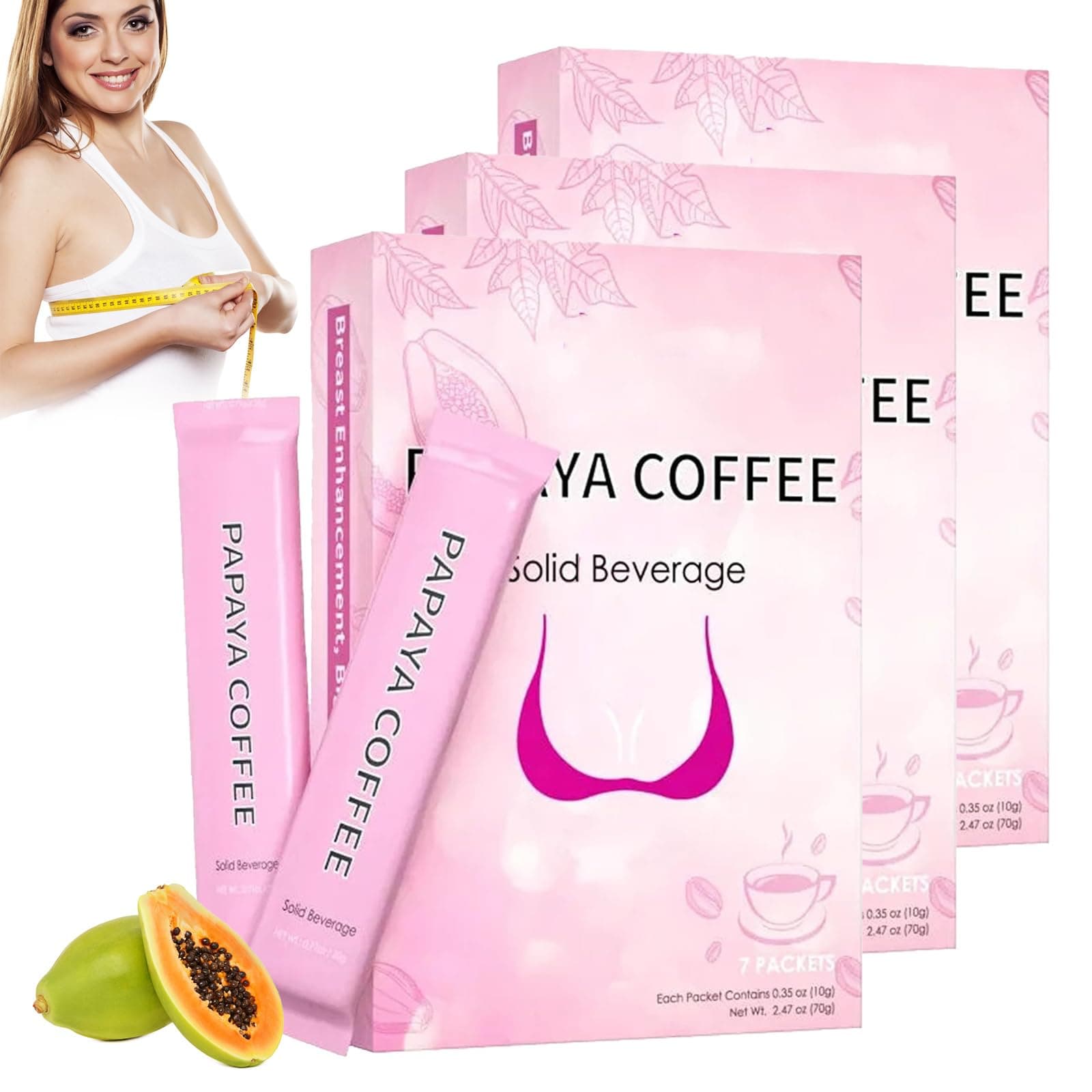 Papaya Pueraria Breast Enhancement Coffee, Papaya Coffee Solid Beverage, Papaya Breast Enhancement Coffee, 100% Natural Everyday Chest Care Coffee, Female Fast Breast Growth (3Box)